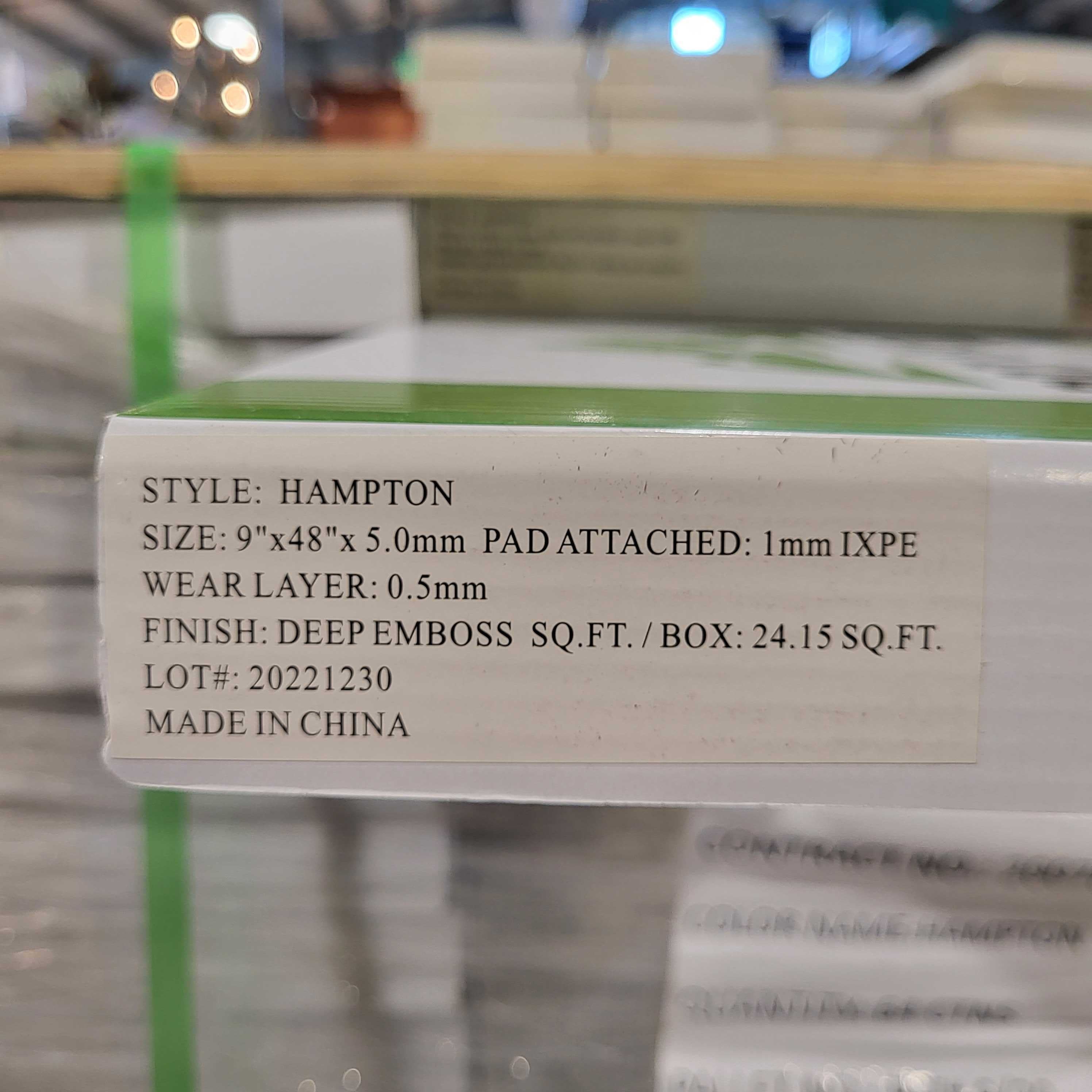 Hampton 20Mil SPC Waterproof Flooring with Attached Pad 24.15 Sq.Ft./Carton