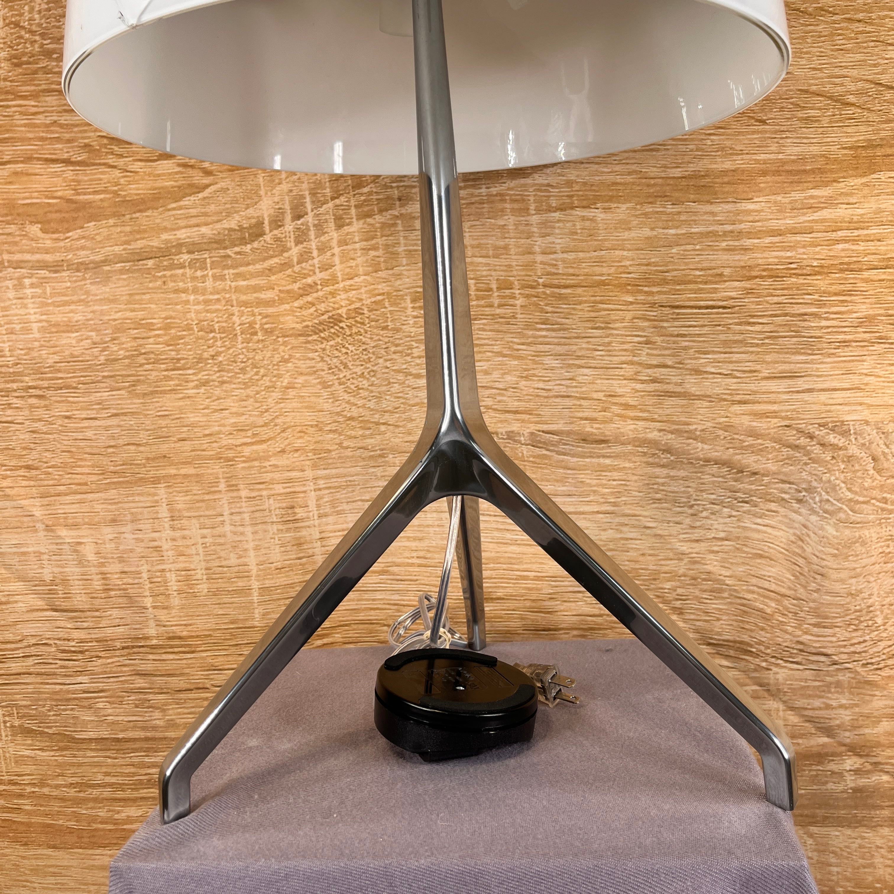 Foscarini Lumiere XXL Chrome Base with White Glass Shade Table Lamp