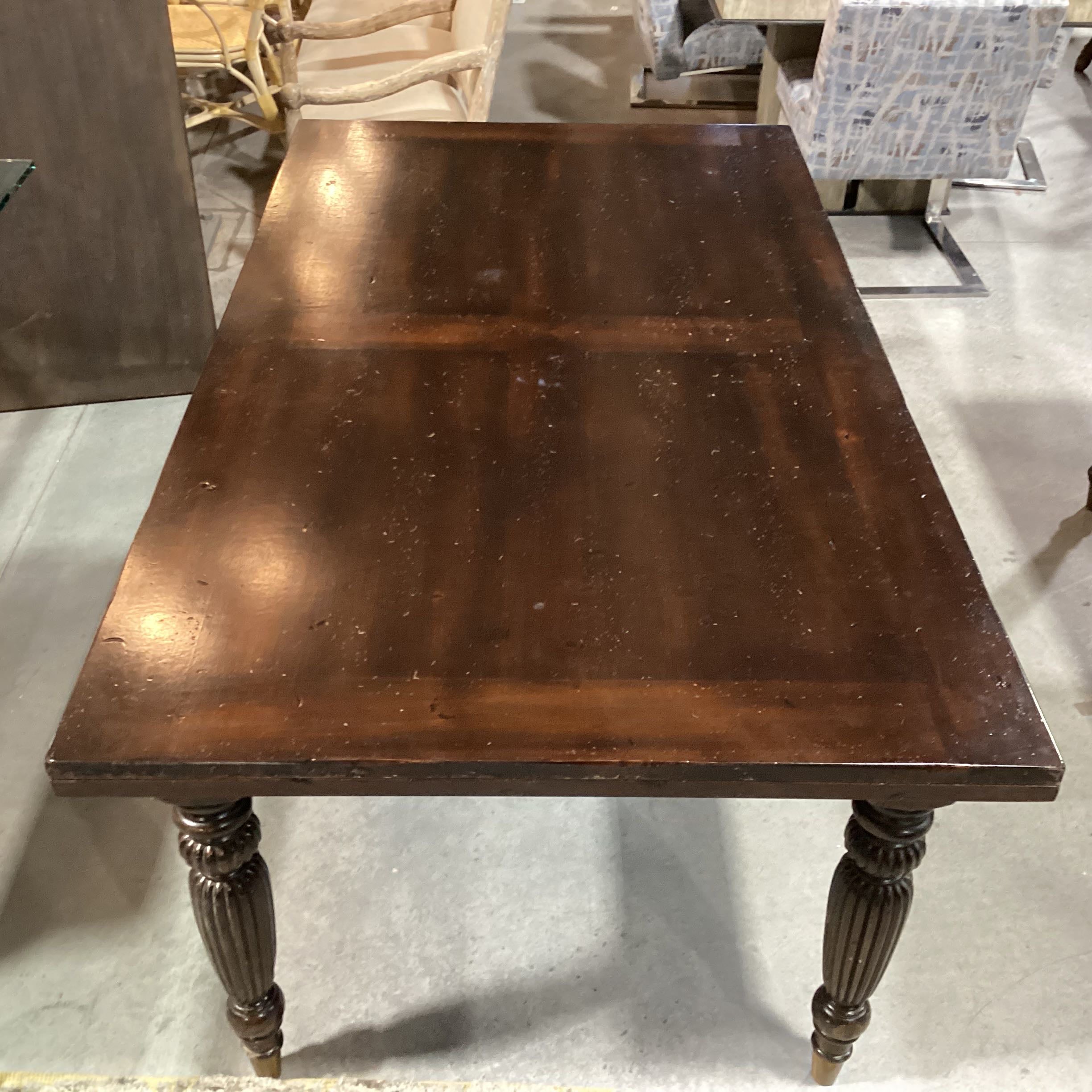 Dark Finish Carved Legs Extended Leaves Dining Table
