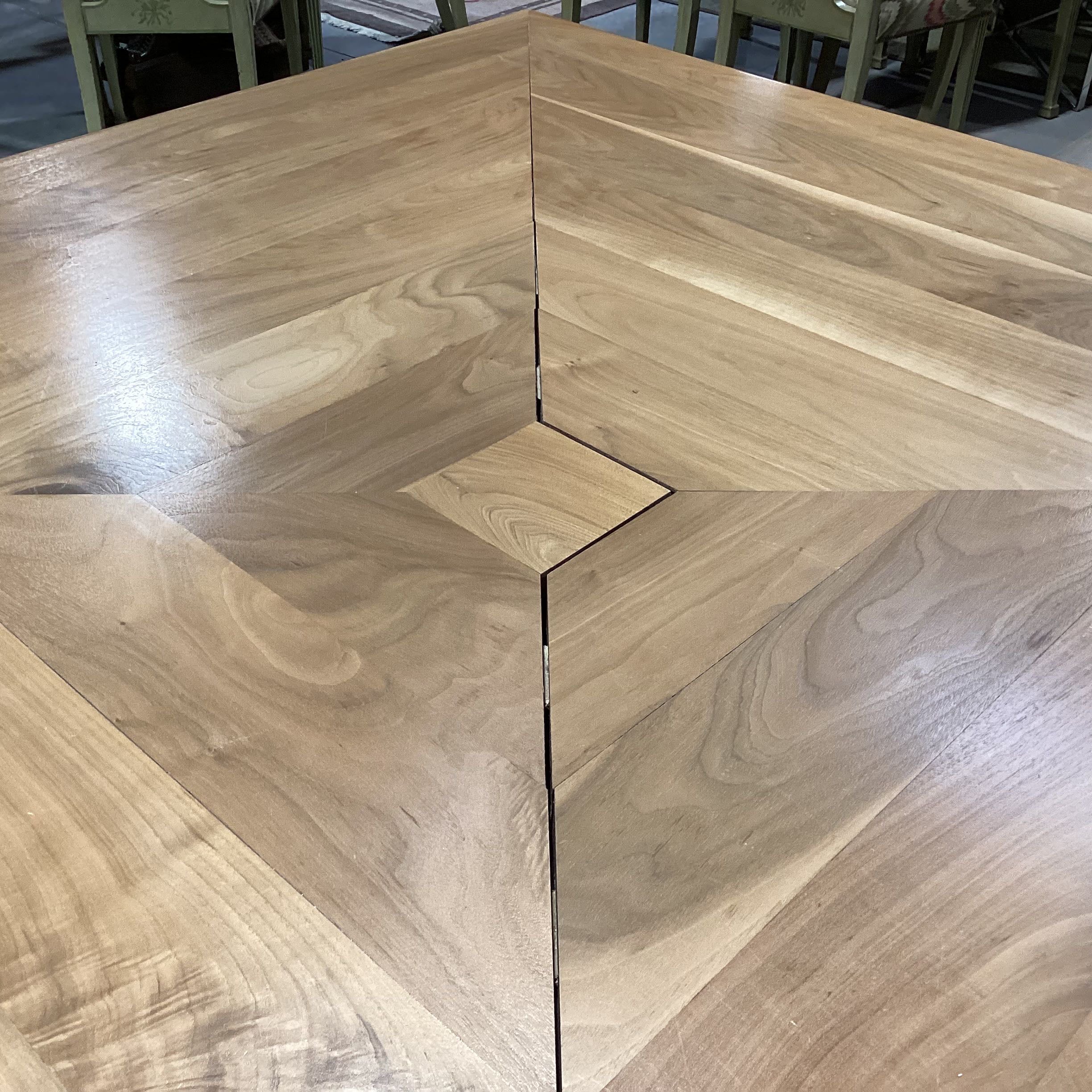 Square Light Wood Plank Design Dining Table