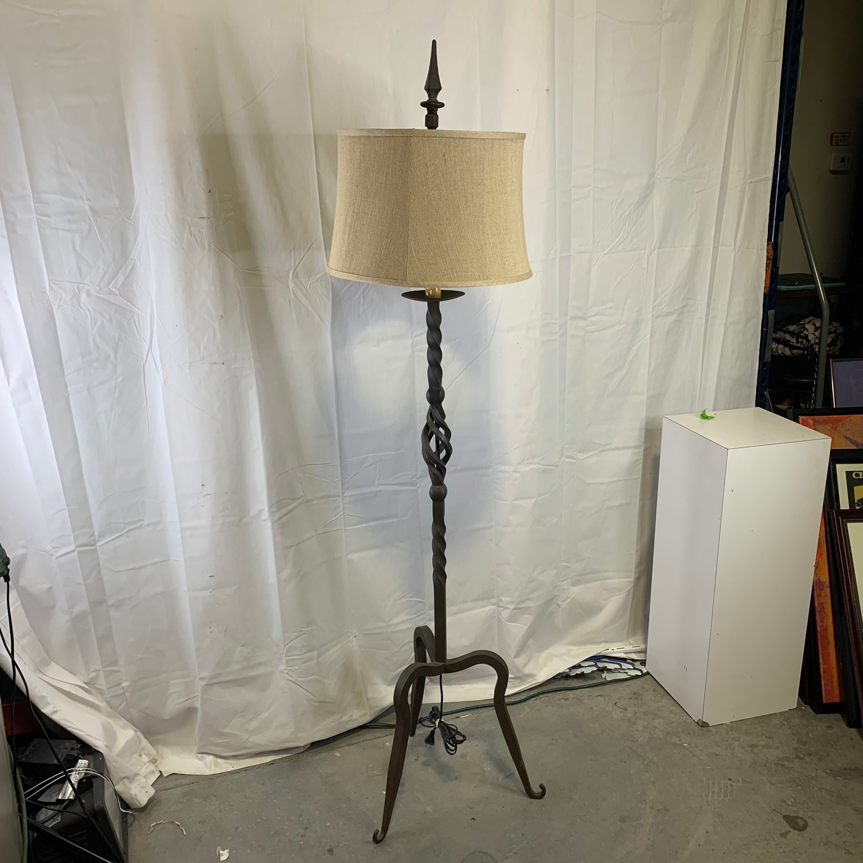 17" Diameter x 68" Iron Twist Three Legged with Shade Floor Lamp