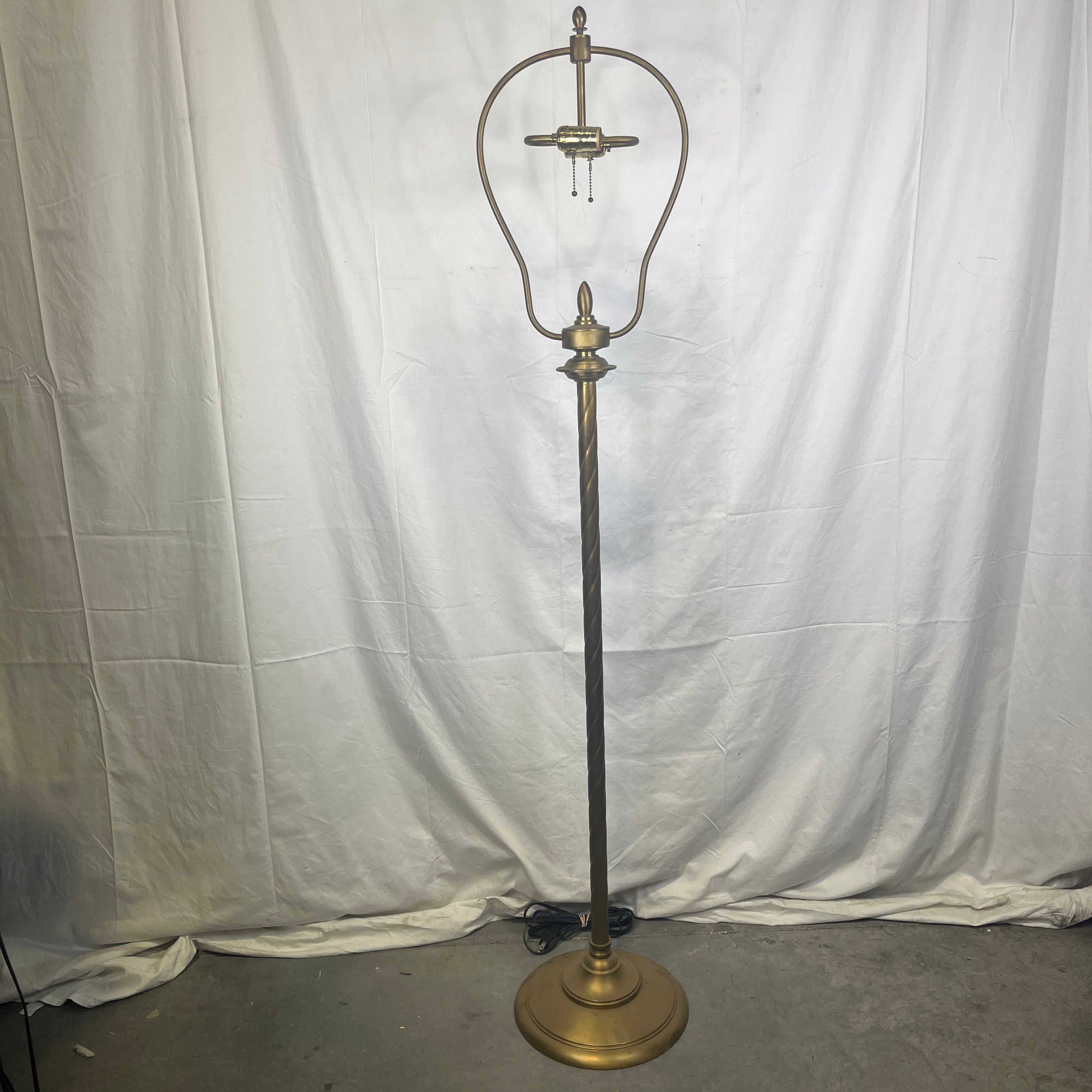 VTG Italian Regency 2 Light Suspended Harp Brass with Twisted Detailing Floor Lamp