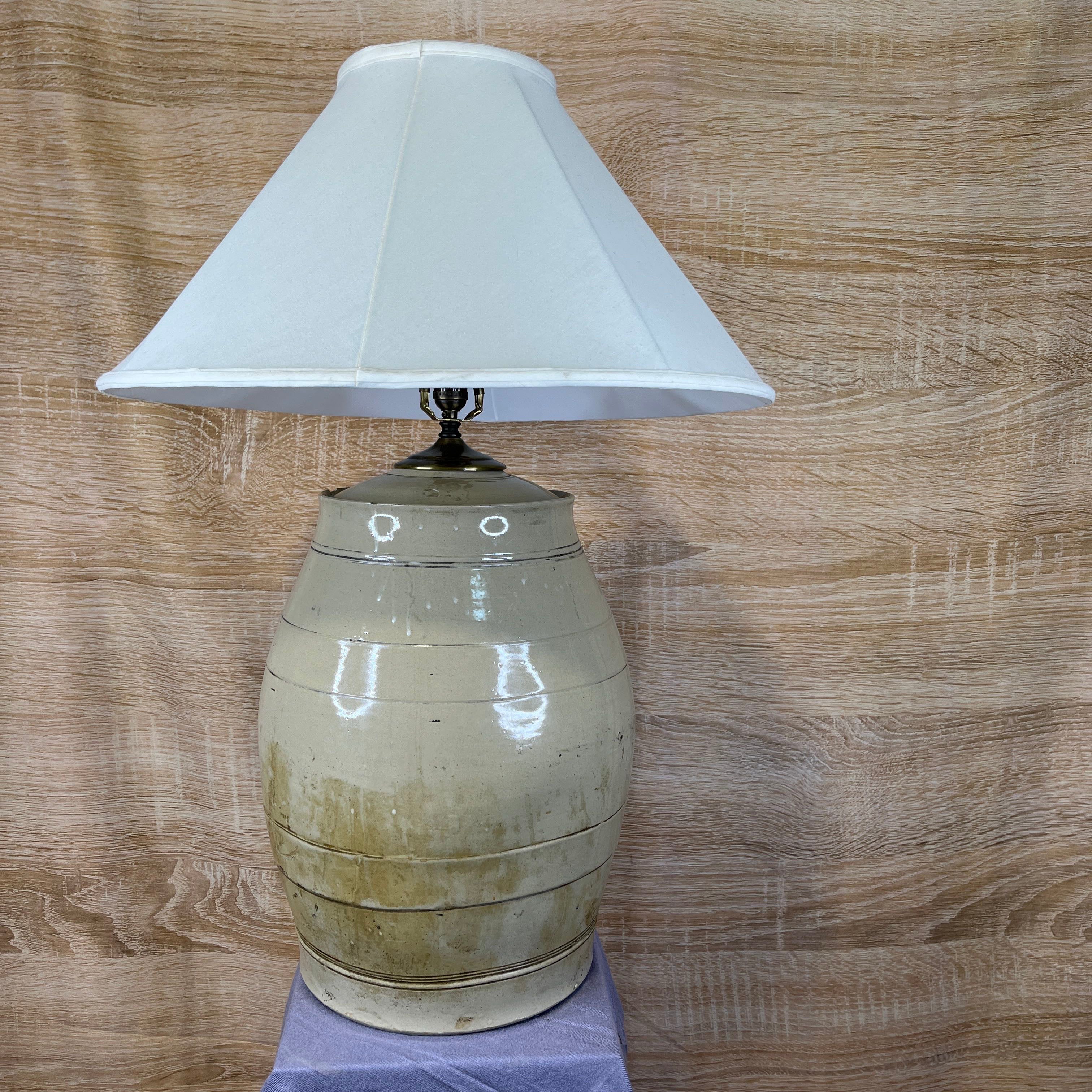 Glazed Stonewear Spirit Barrel Lamp