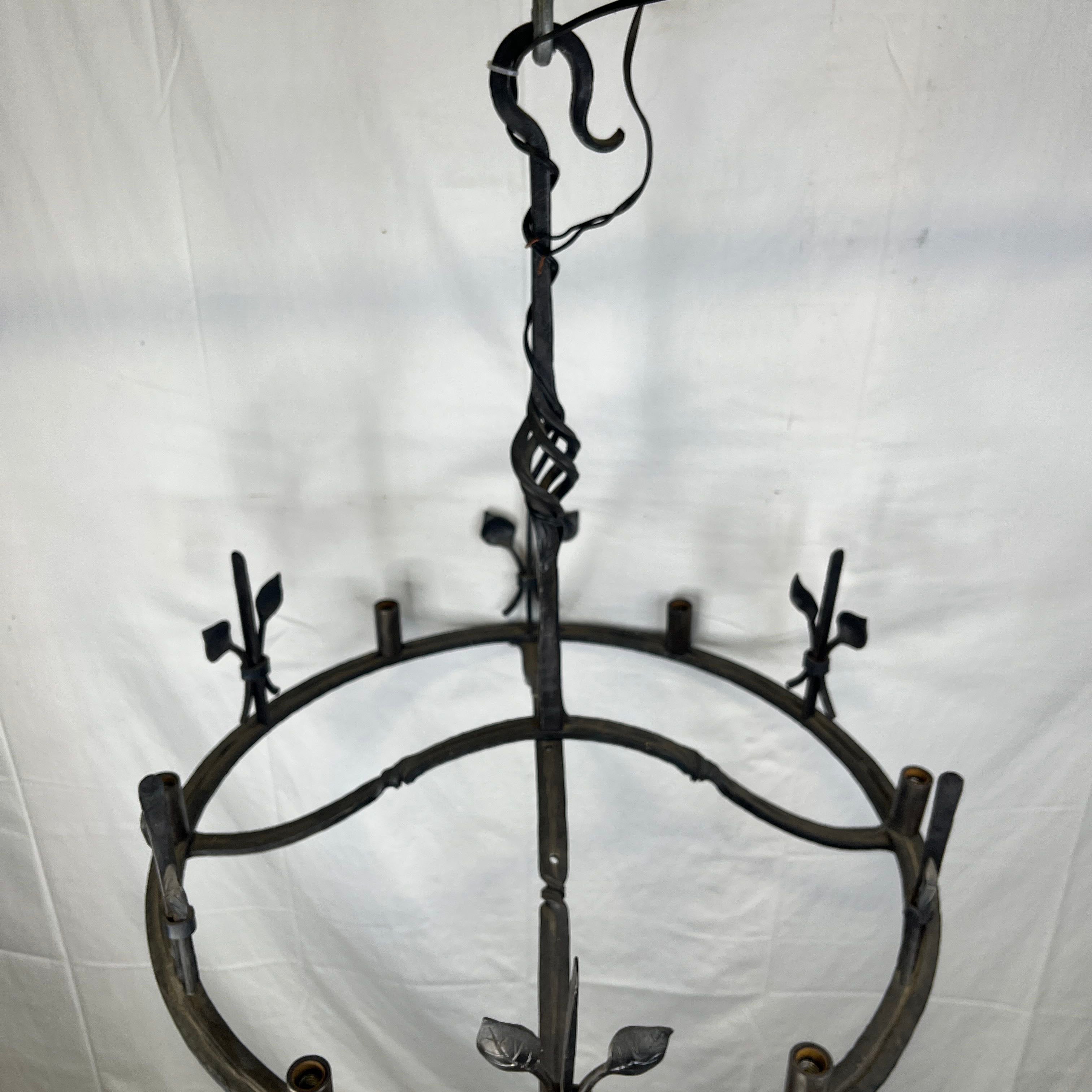 Rustic 6-Light Wrought Iron with Iron Vine Detailing Chandelier
