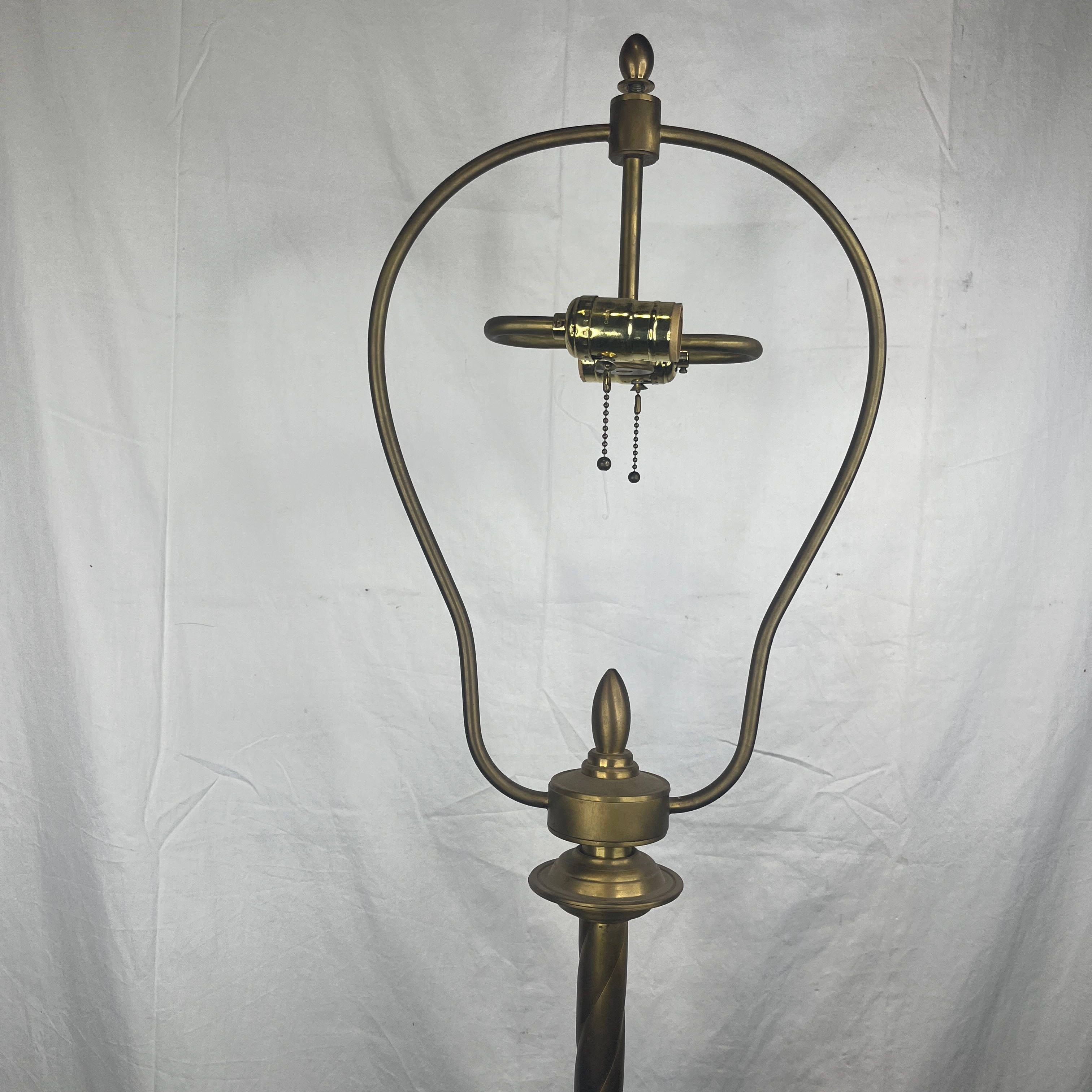 VTG Italian Regency 2 Light Suspended Harp Brass with Twisted Detailing Floor Lamp