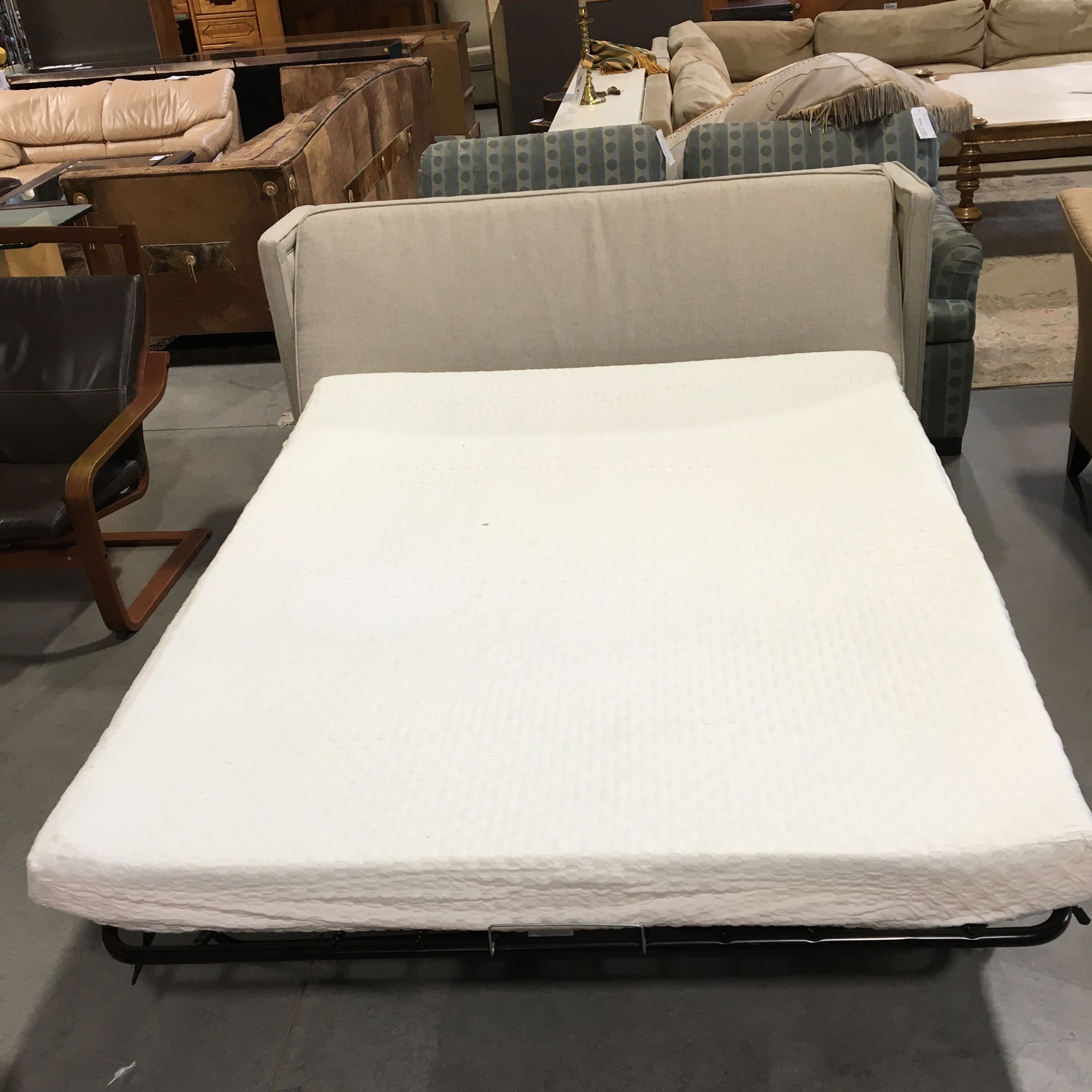Craft Master Custom High Back Linen Woven Full Sleeper Sofa