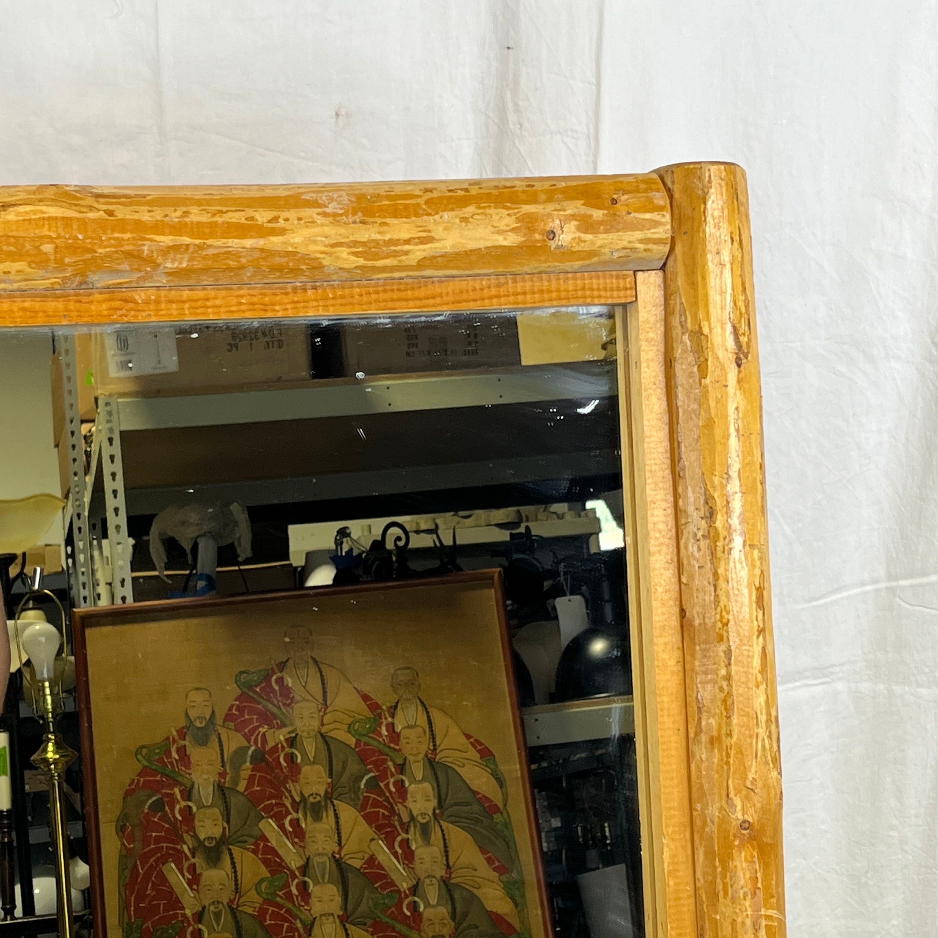 Rustic Log Framed Electro Copper Lined Mirror