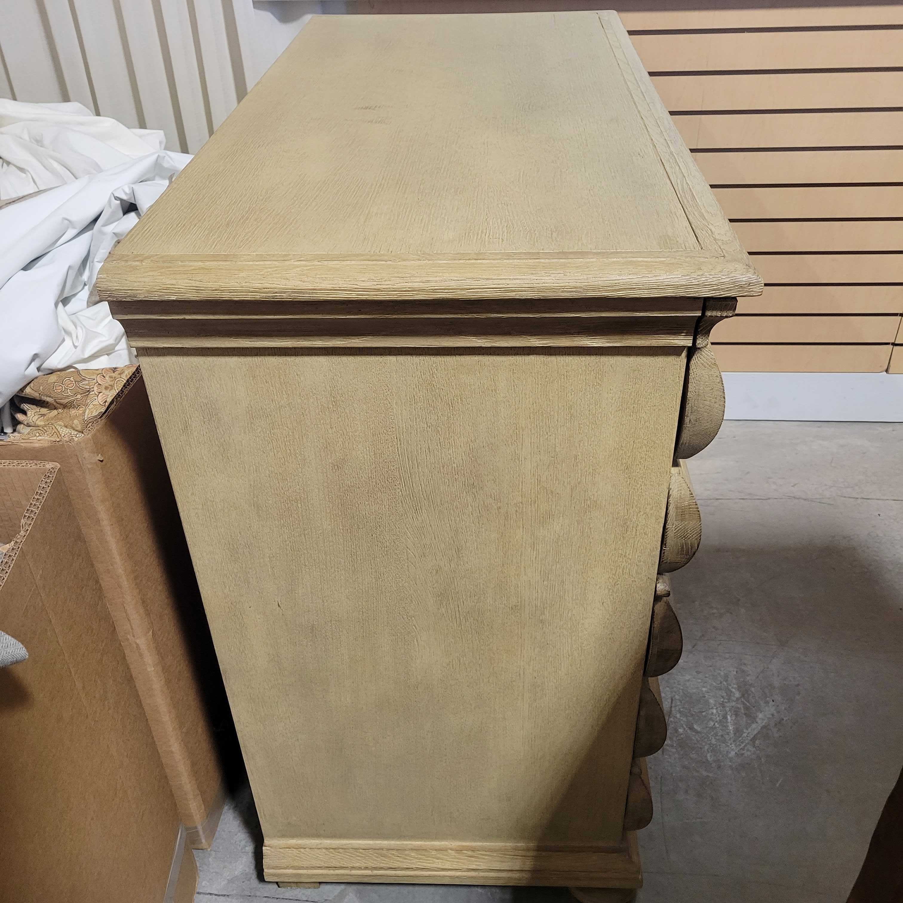 Restoration Hardware Blonde Finish Wood 3 Drawer Rounded Fronts Chest Dresser