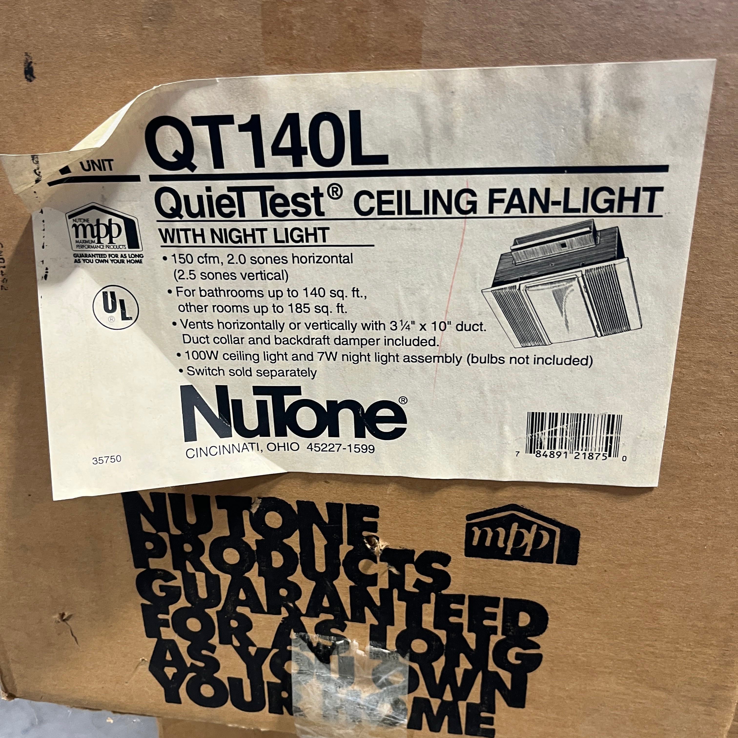 NuTone Quietest with Night Light Ceiling Fan Light