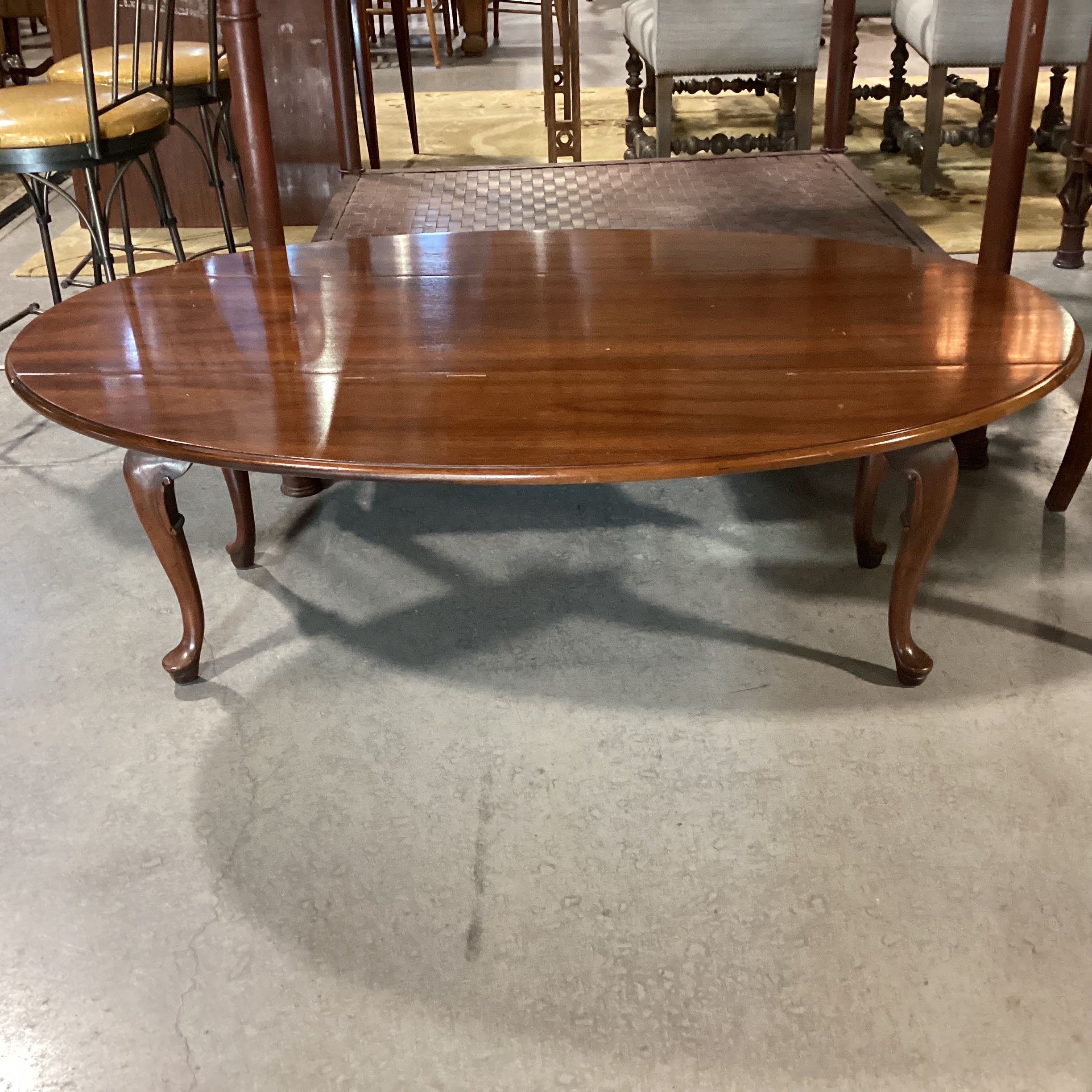 Oval Wood Drop Sides Carved Legs Coffee Table