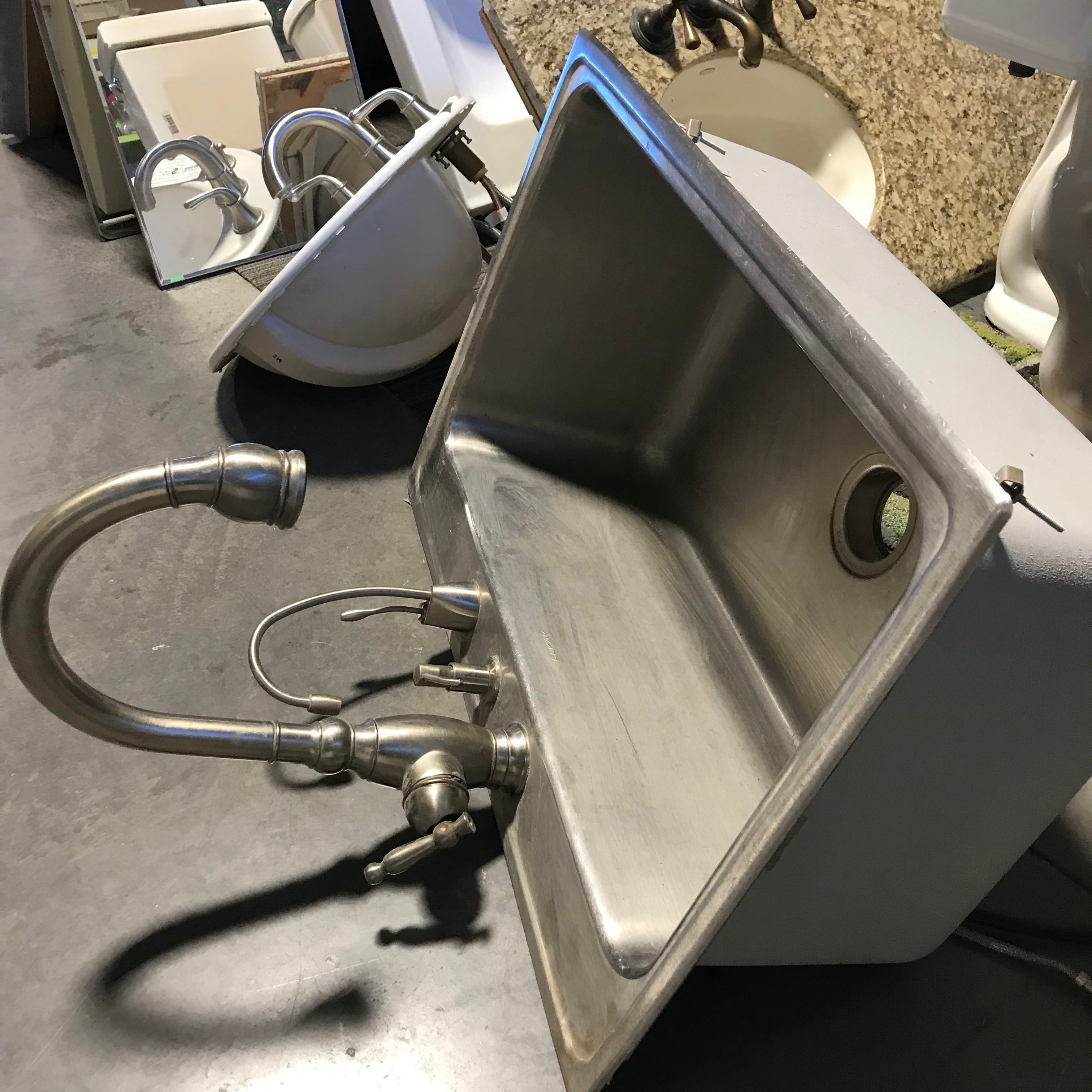 Stainless with Faucet and Soap Dispenser Single Kitchen Tub