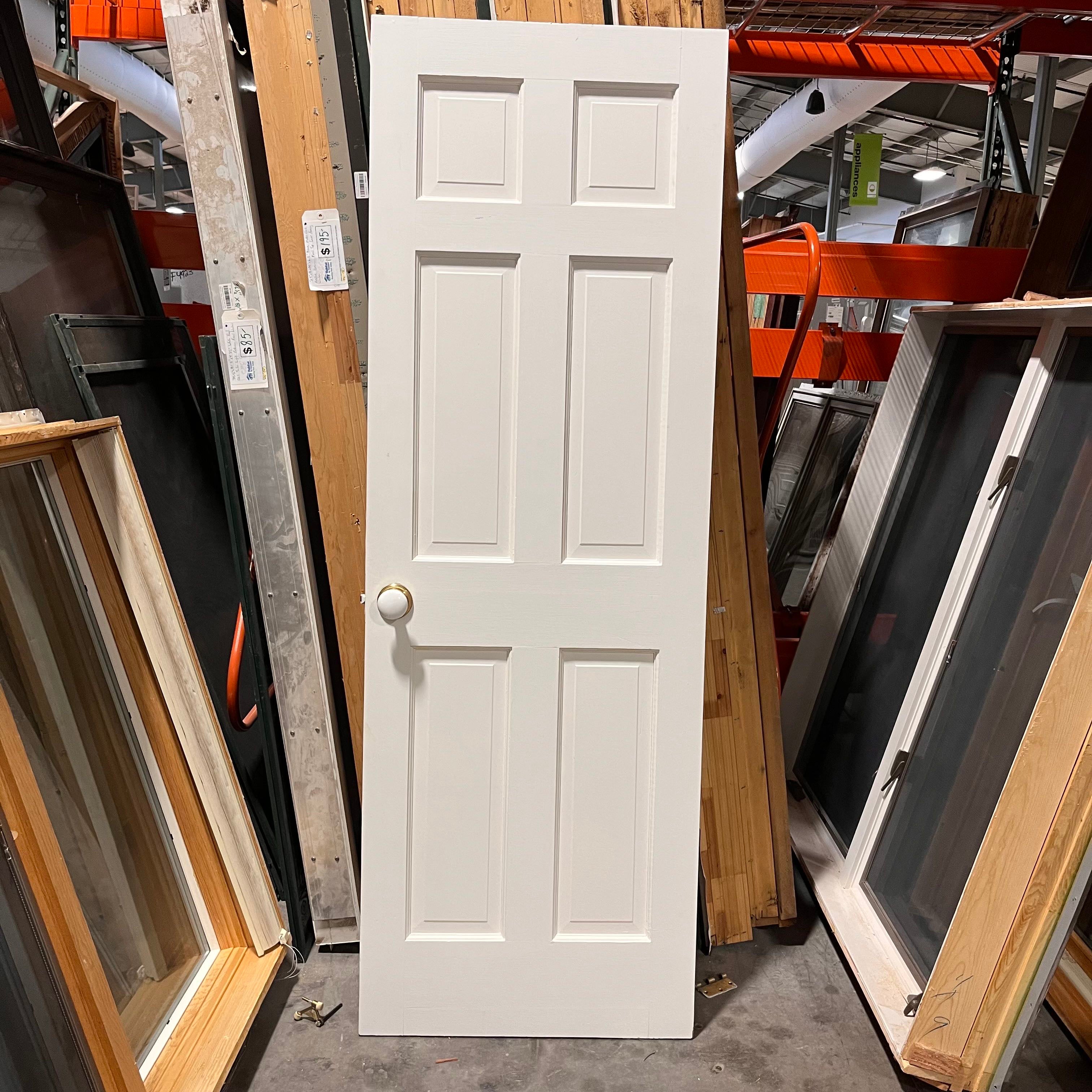 27"x 79"x 1.375" 6 Panel White Solid Wood Interior Door