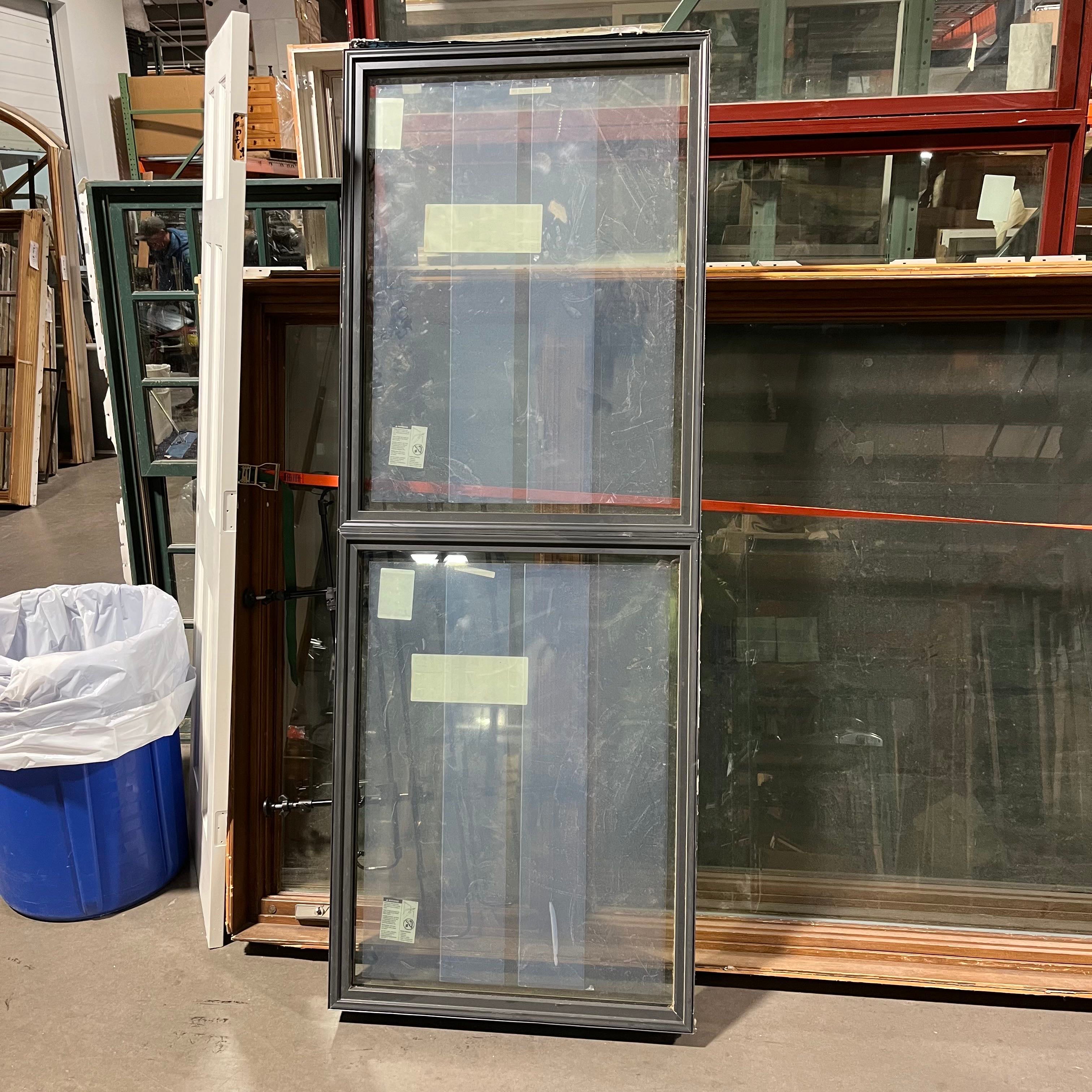 30.25"x 80"x 6" Charcoal Metal Clad Painted Brown Cedar 2 Panel Fixed Exterior Window