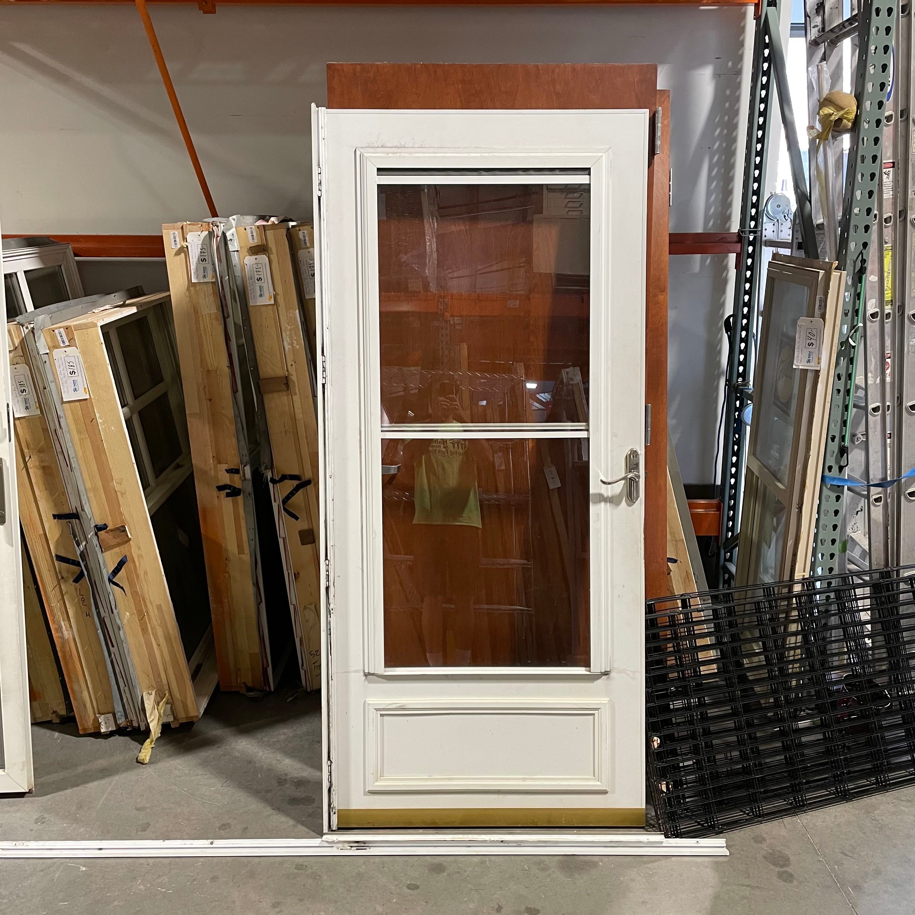 35.5"x 79.25"x .75" 2 Glass Panel White Metal Clad Sliding Screen Storm Door