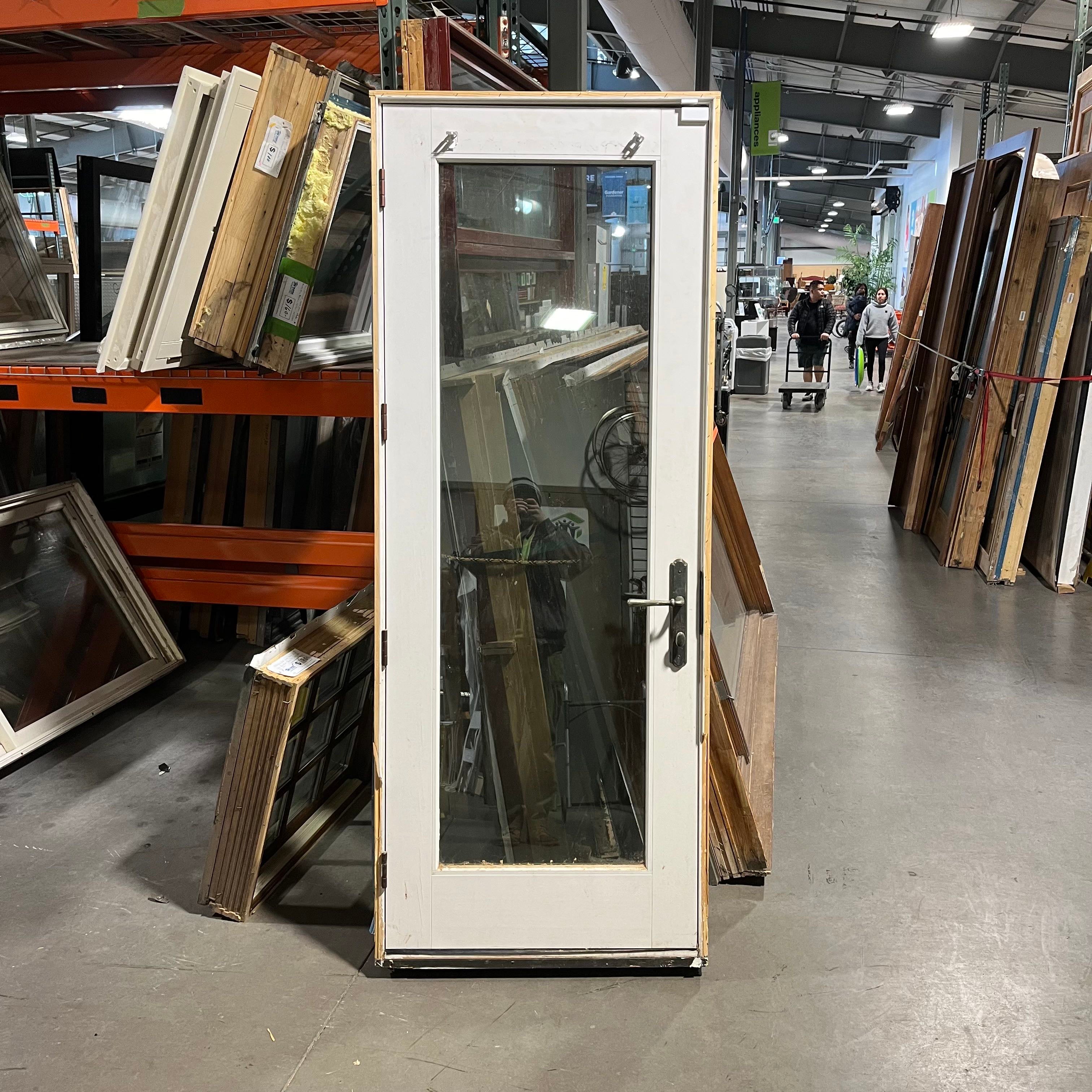31.25"x 83"x 1.75" One Glass Panel Painted White Grey Metal Clad with Jamb Exterior Door