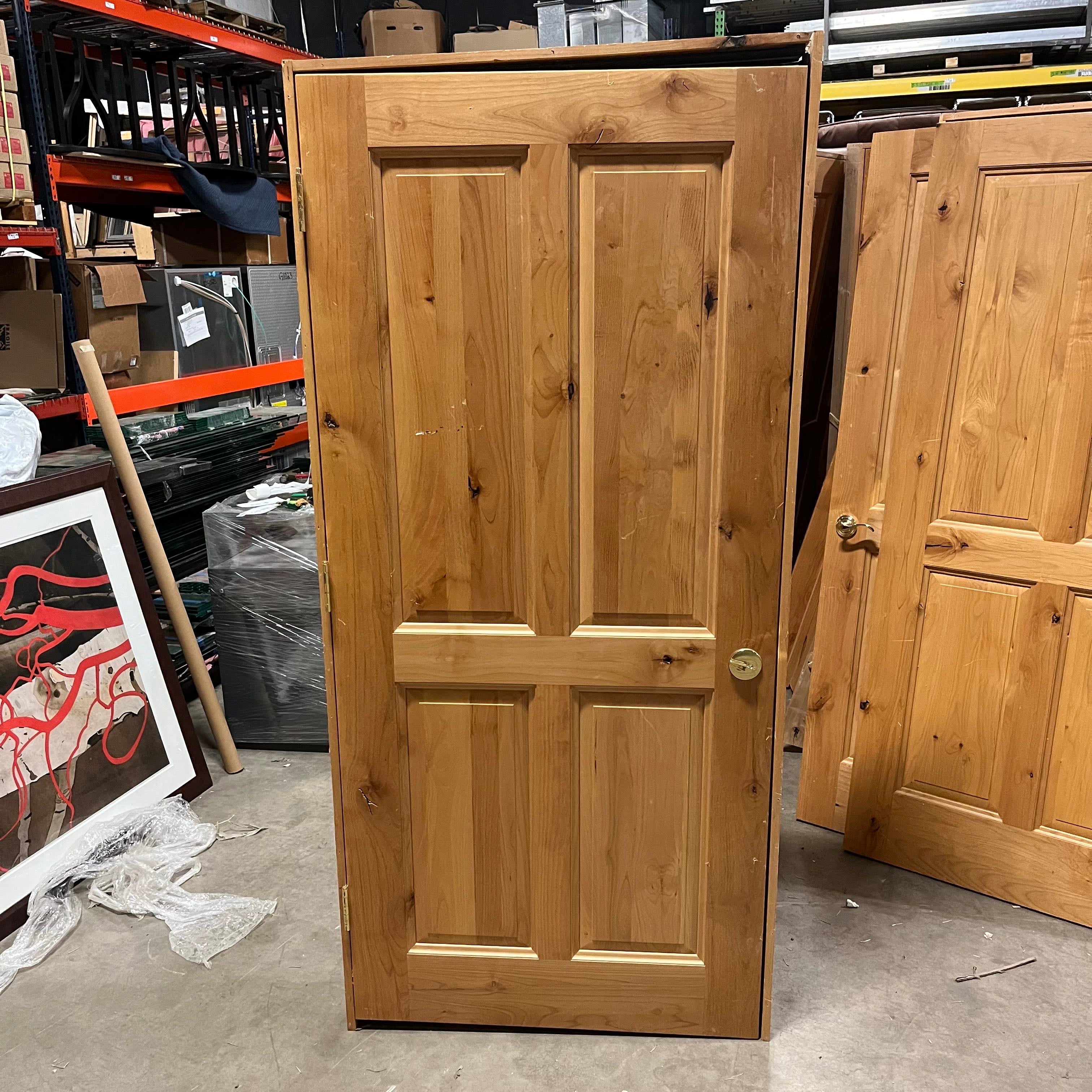 36"x 79.25"x 1.75" Custom 4 Panels Each Natural Knotty Alder Back to Back with Jamb LH/RH Interior Door