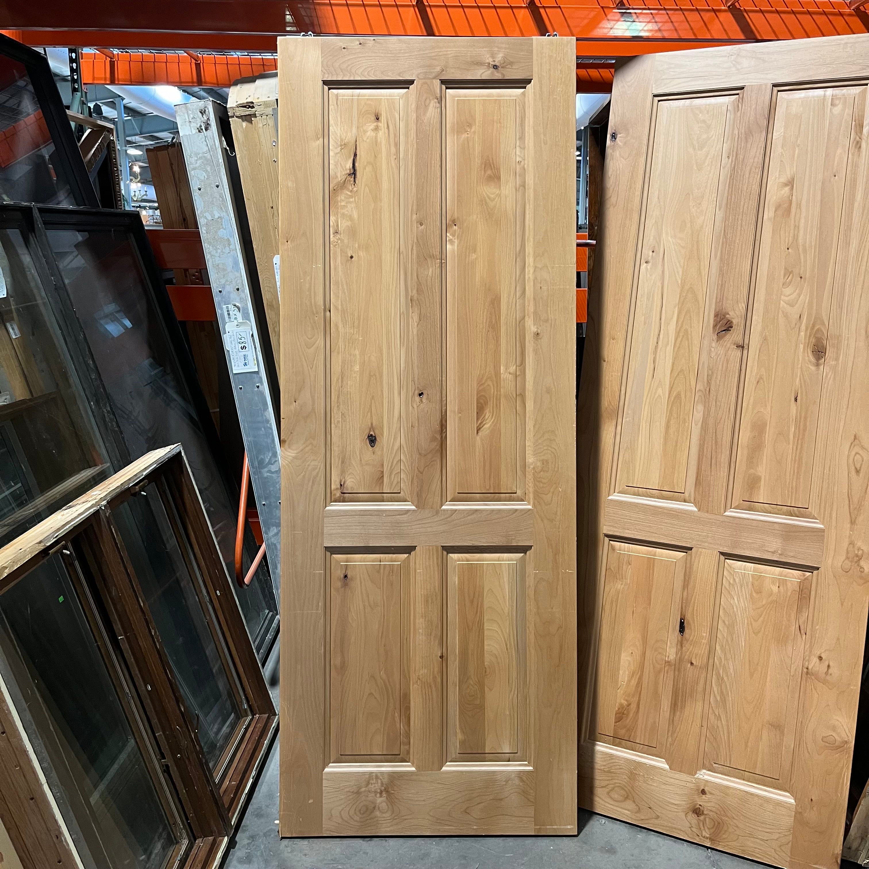 34"x 90.5"x 1.75" 4 Panel Natural Knotty Alder Interior Pocket Door