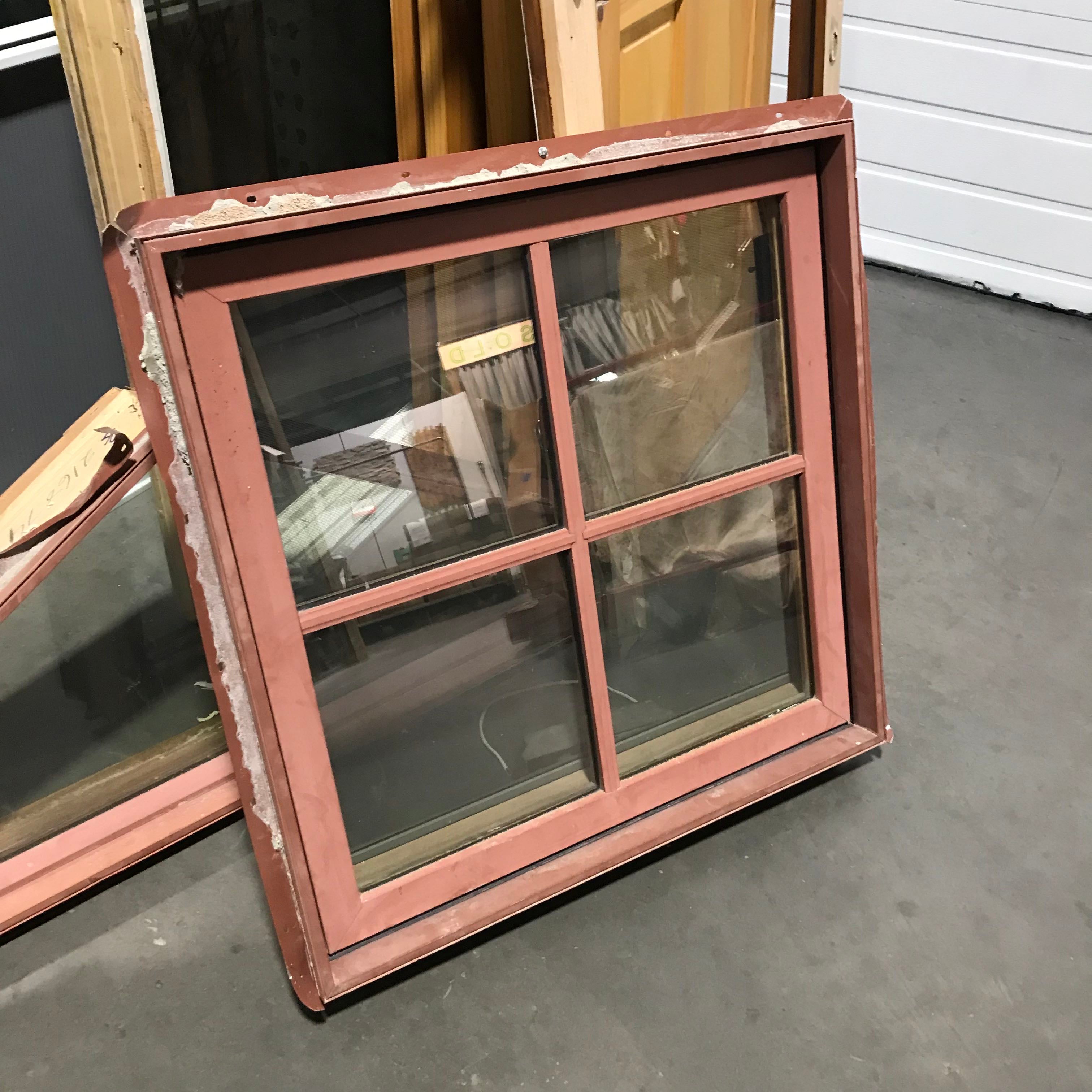 31.5"x 31.5"x 6" 4 Panel Red Metal Clad Canopy Casement Exterior Window