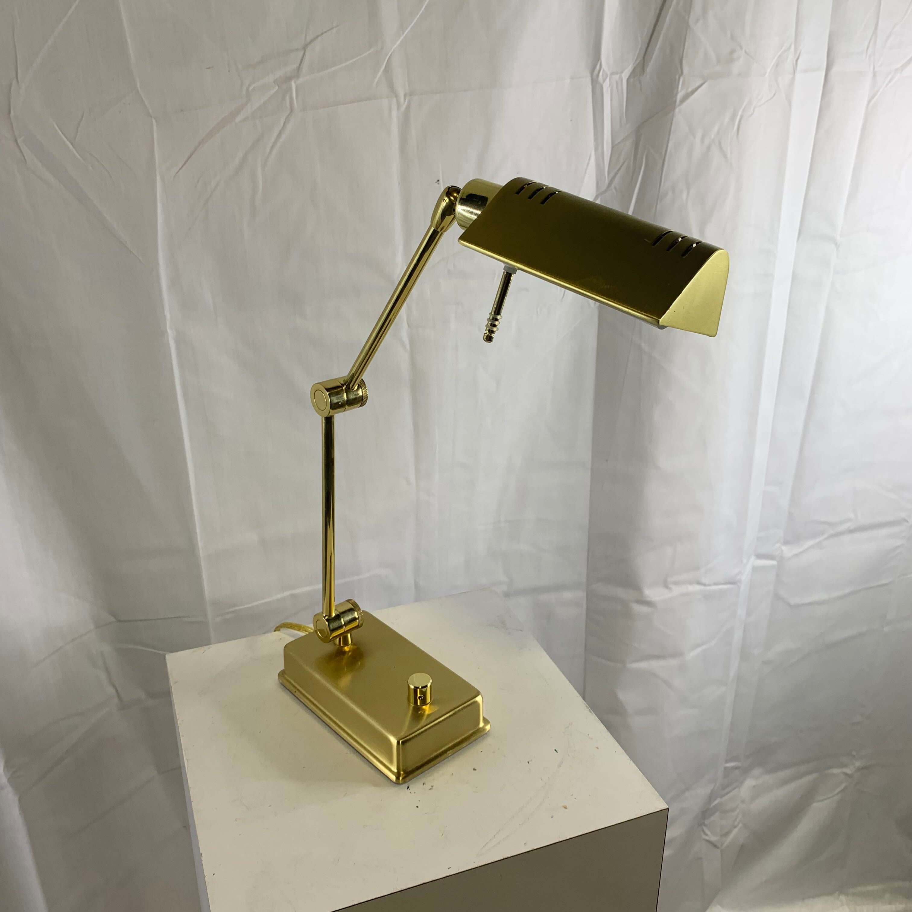 3.5"x 20"x 22" Vintage Holtkotter Leuchten Art Deco Brass Swing Arm Halogen Table Lamp