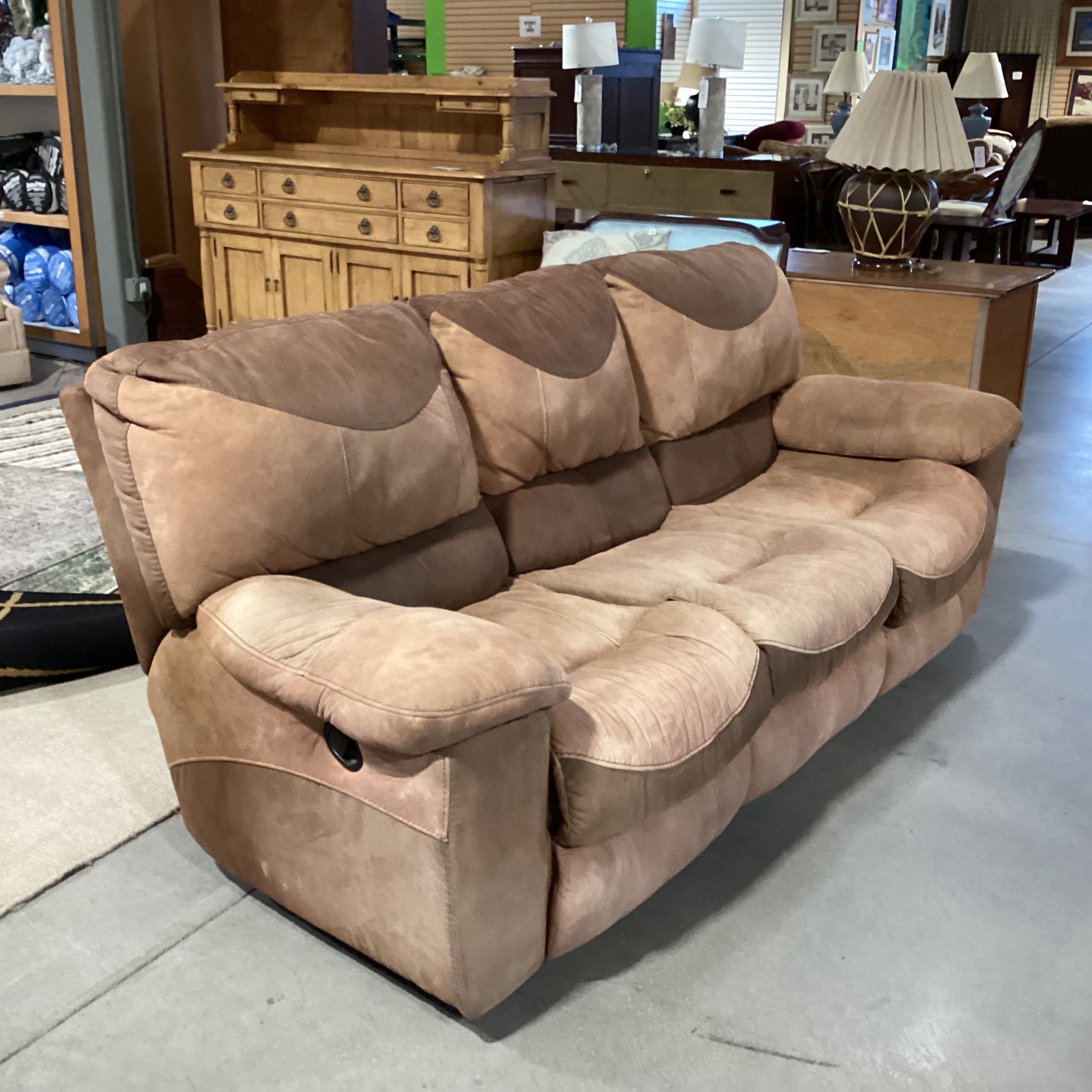 Jackson Furniture 2 Toned Micro Suede Double Recliner Sofa