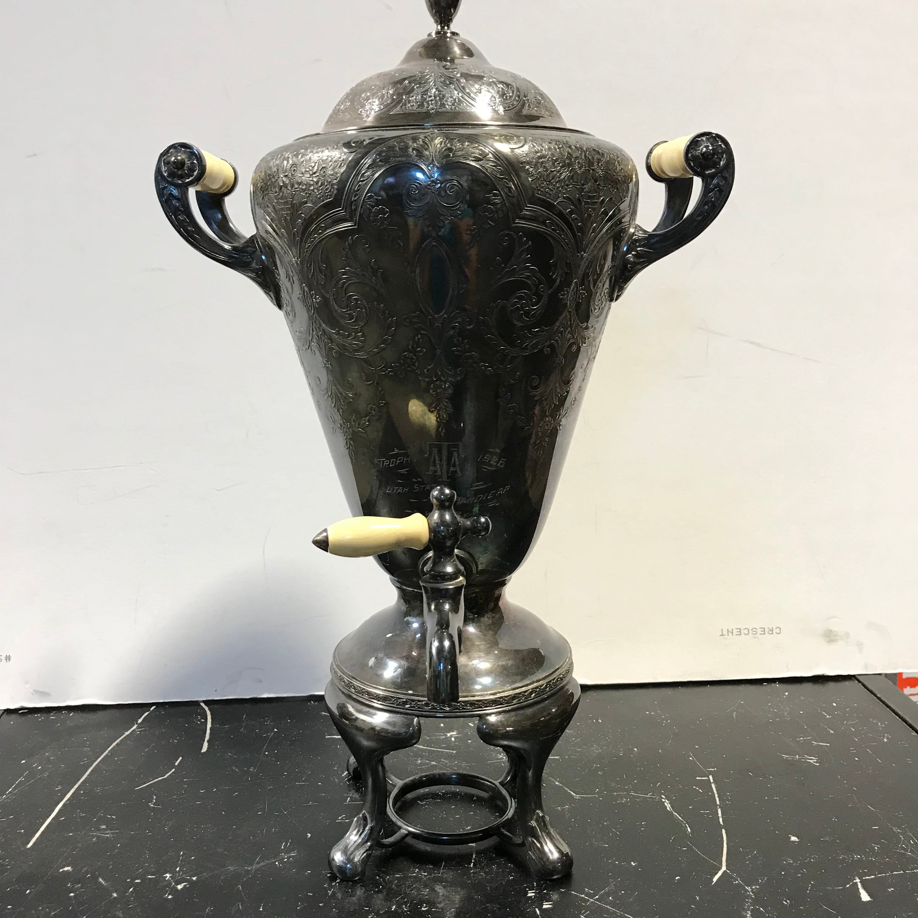 16.5"x 9.5" International S.Co. Wilcox S.P.Co Eclectic Coffee Urn "Utah State Trophy"