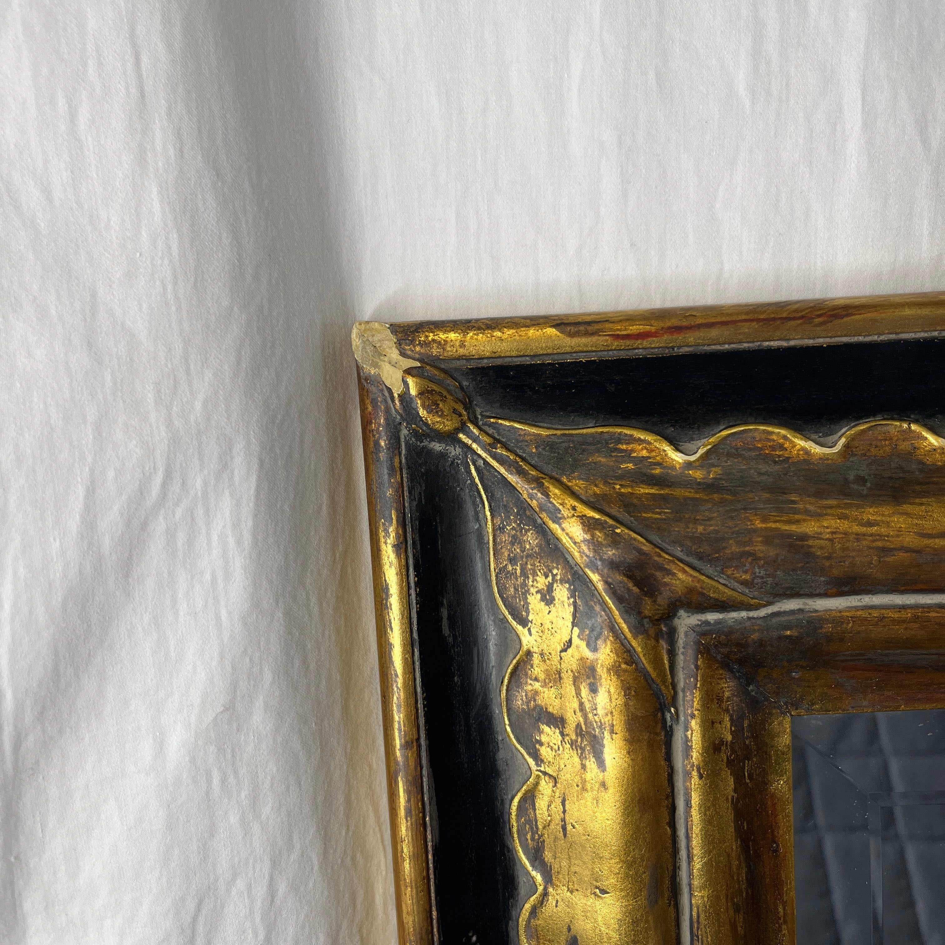 Decorative Arts Inc. Dual Hang Black Gold with Patina Framed Beveled Wall Hanging Mirror