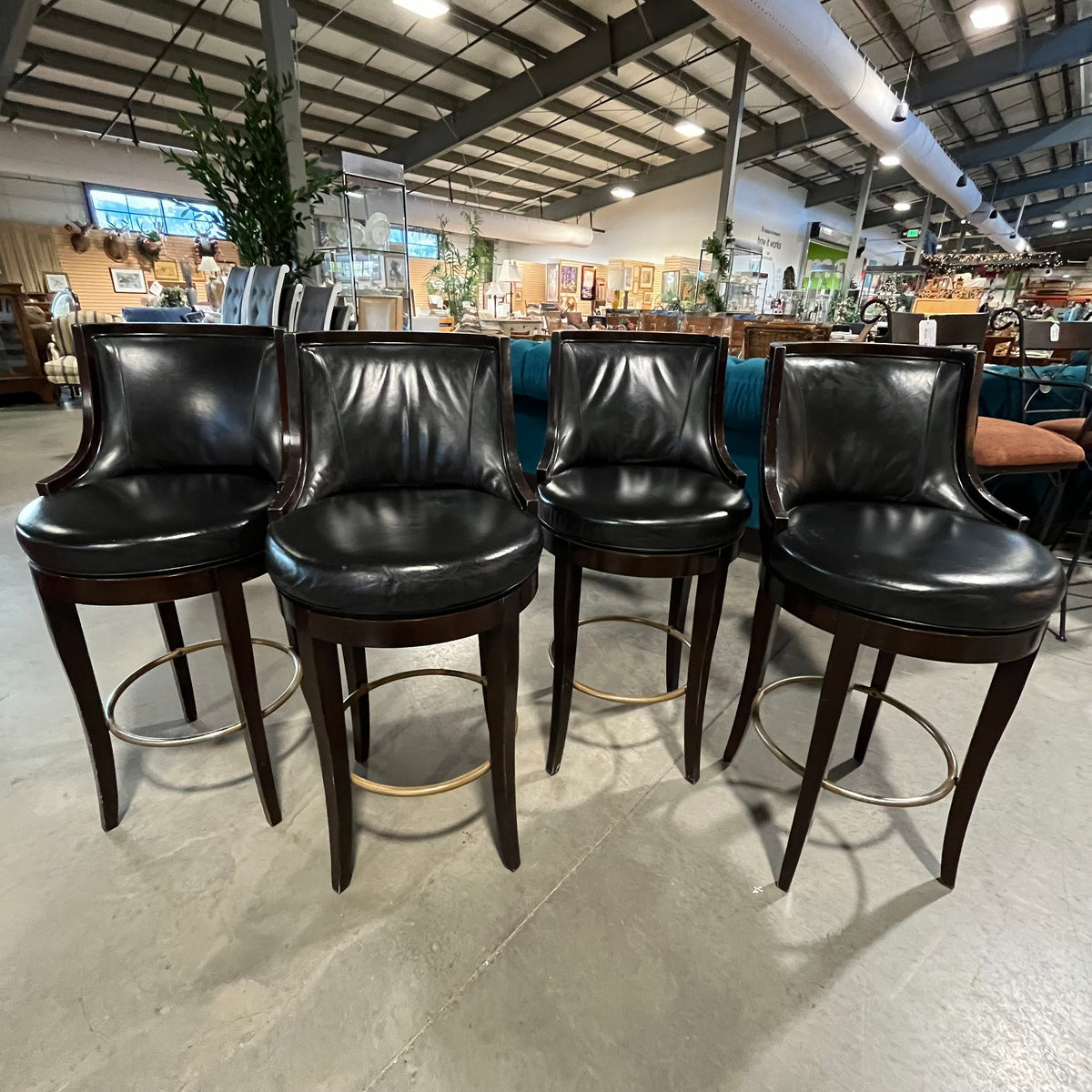 Set of 4 Swivel Black and Espresso Bar Stools — Habitat Roaring Fork