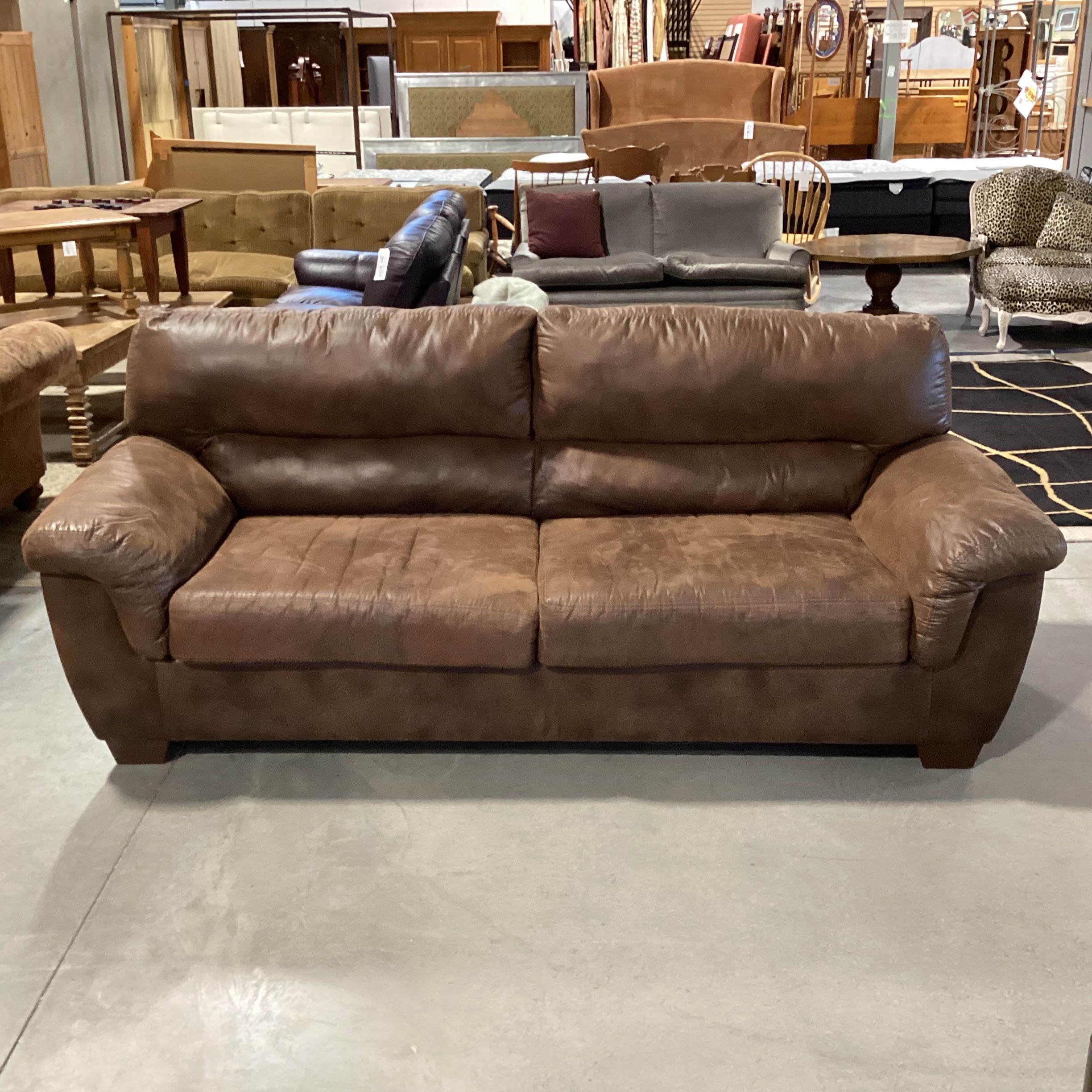 Micro Suede Leather Pillowy Sofa
