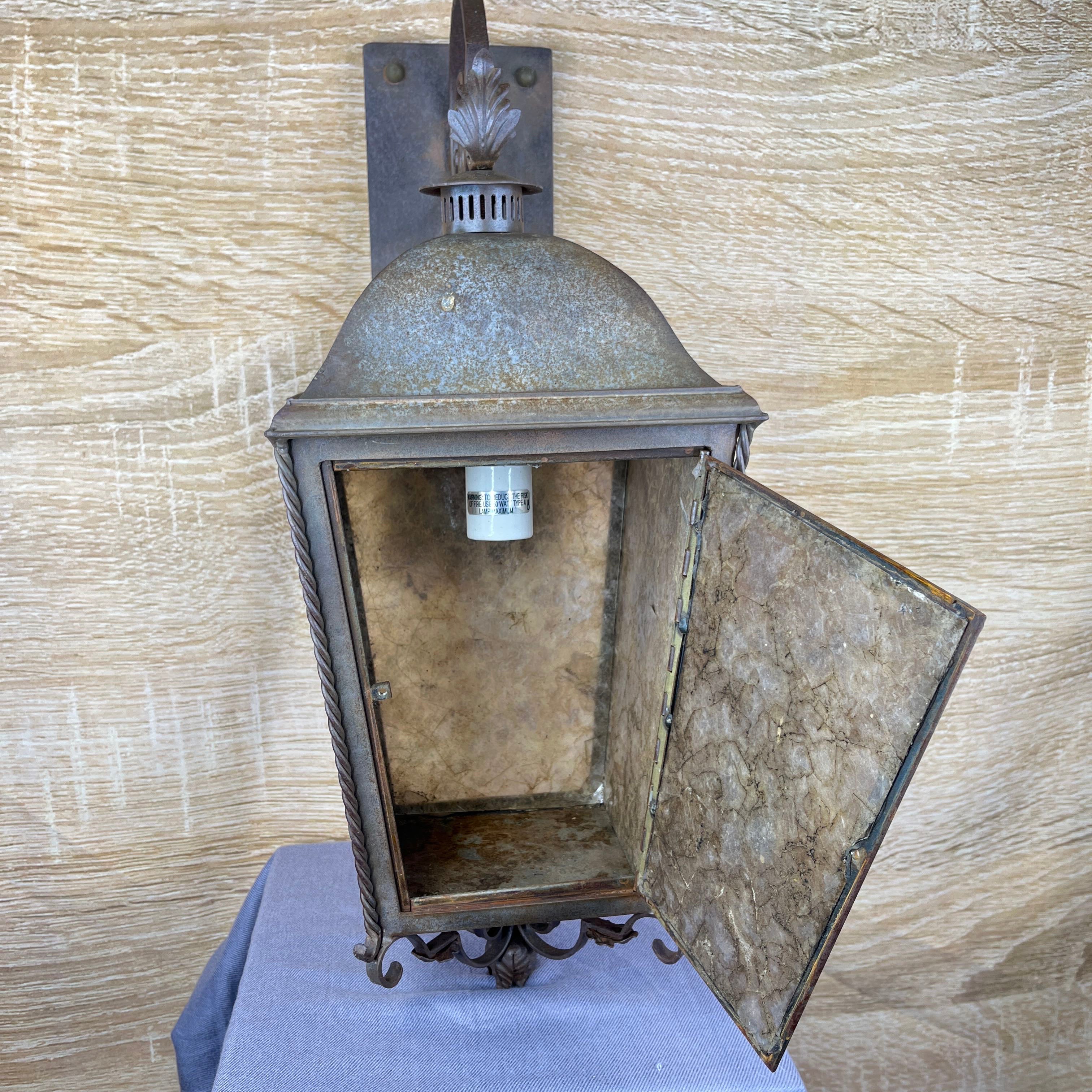Hamble and Associates Large 1 Light Rust Iron and Mica Outdoor Wall Sconce