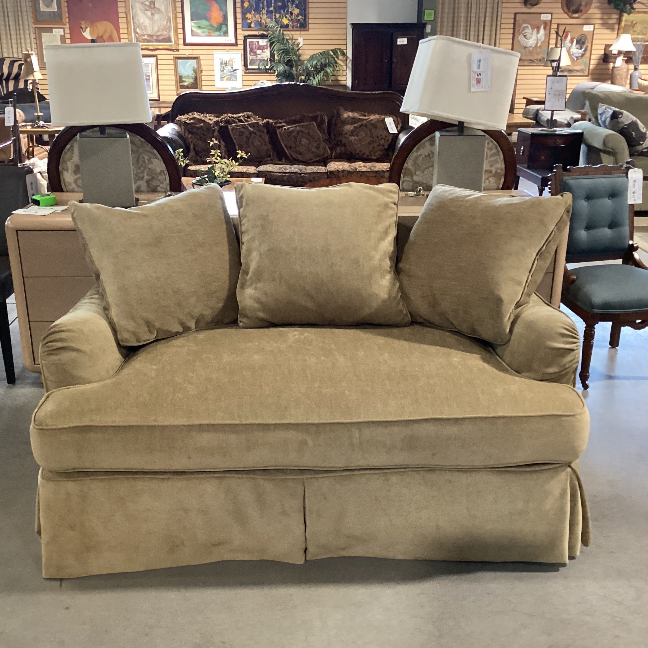 Quatrine Washable Furniture Golden Slipcovered Loveseat Sofa