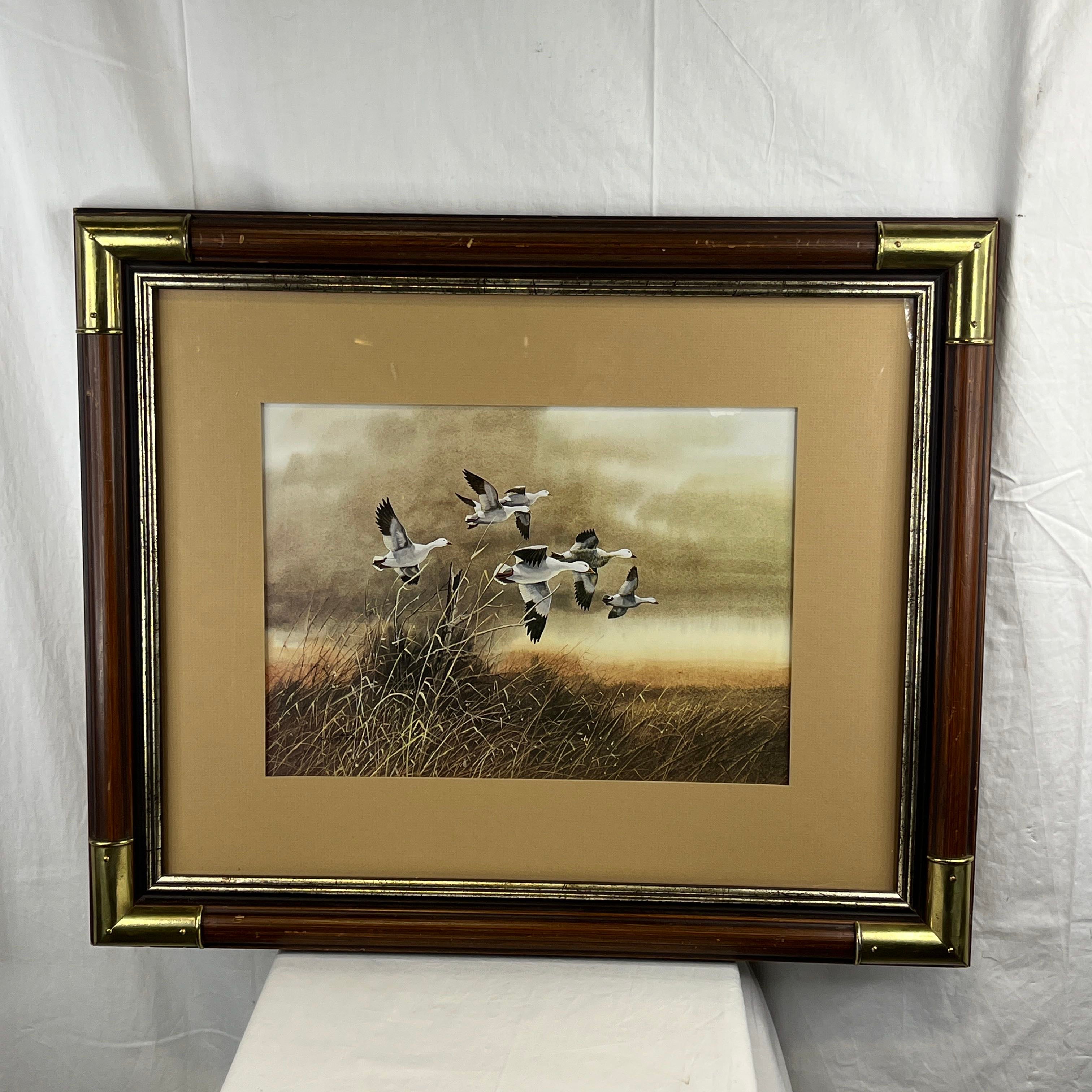 Snow Goose Print By Gregory Messier Custom Gold Accent Frame Wall Art
