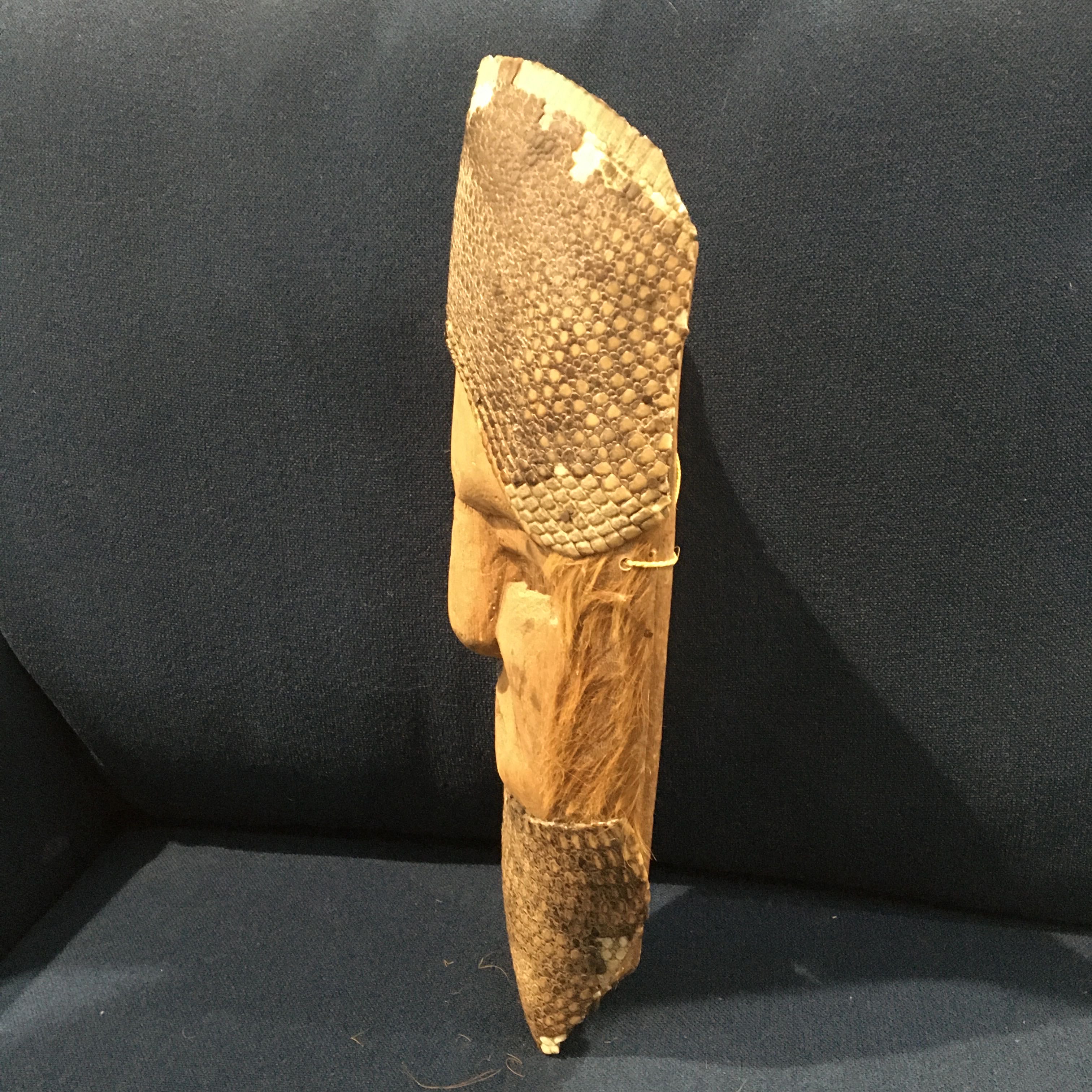 Tribal Wood Carved with Armadillo Skin Mask
