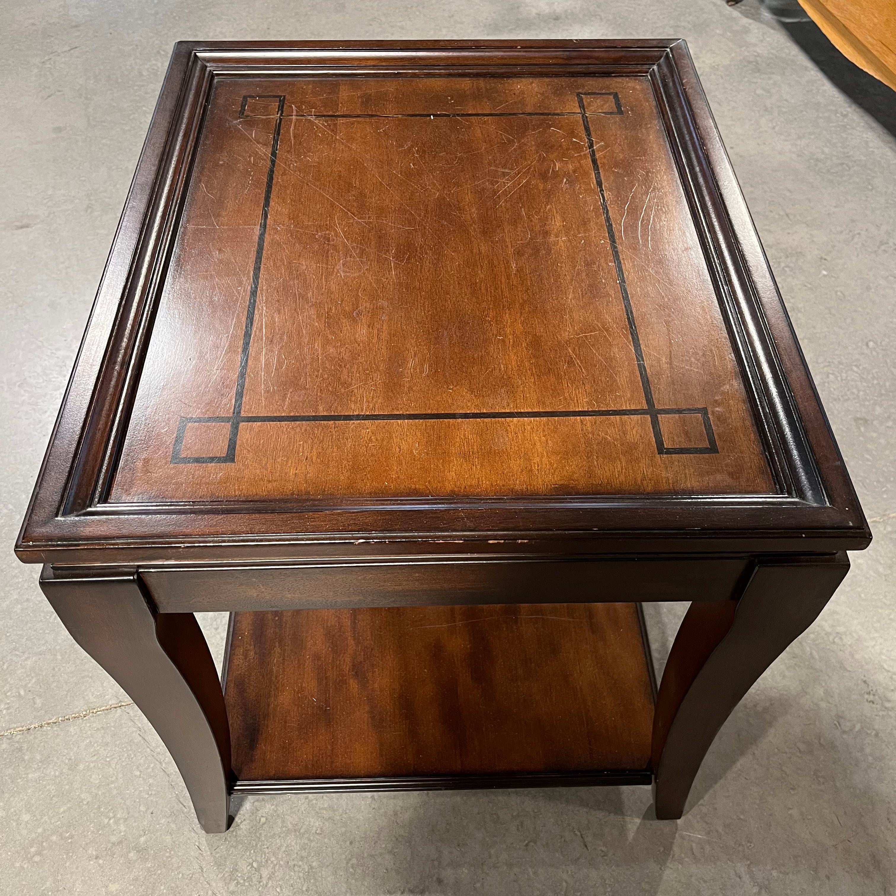 Dark Finished Wood 2 Tier End Table