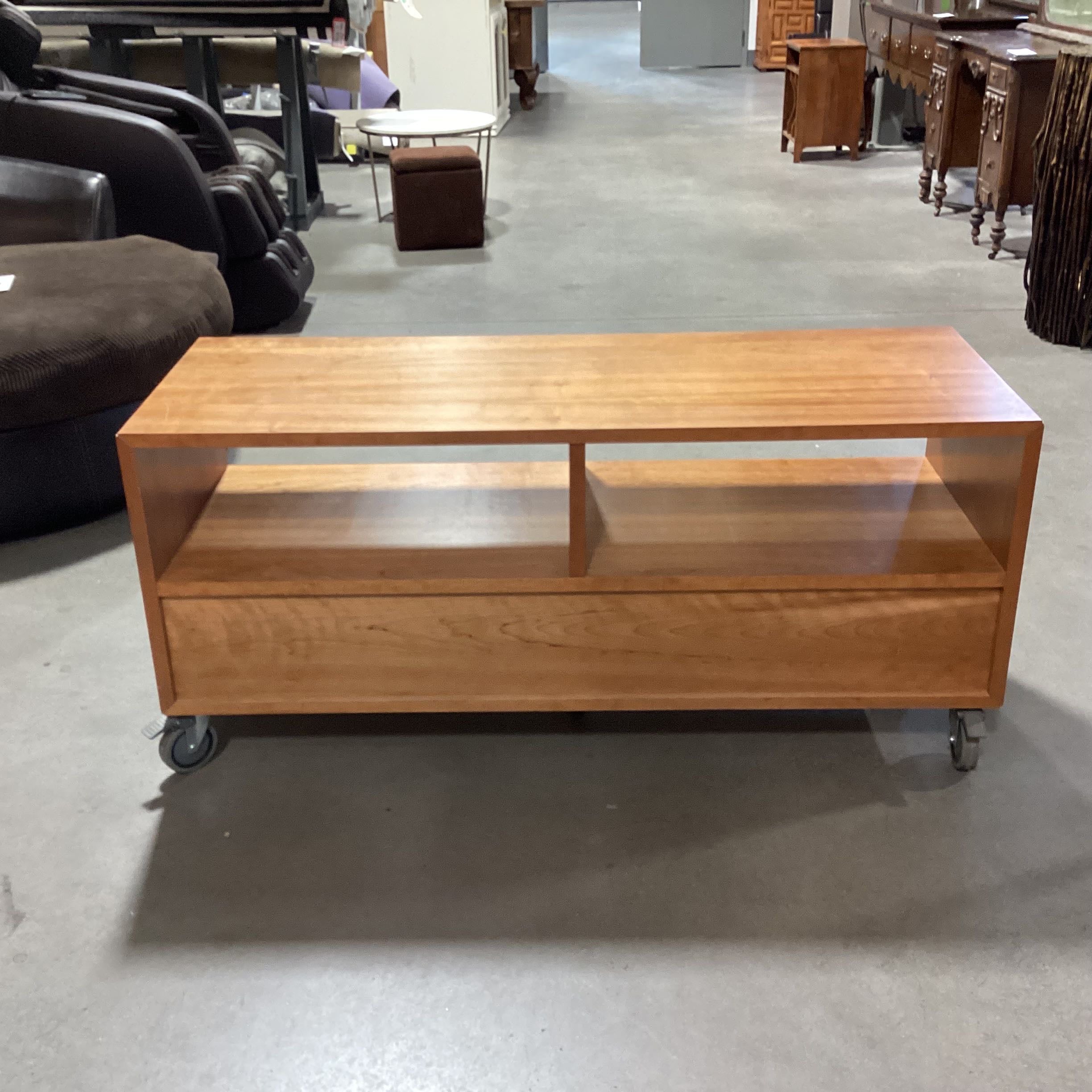 Cherry Veneer 2 Drawer 2 Cubby on Casters Media Console — Habitat