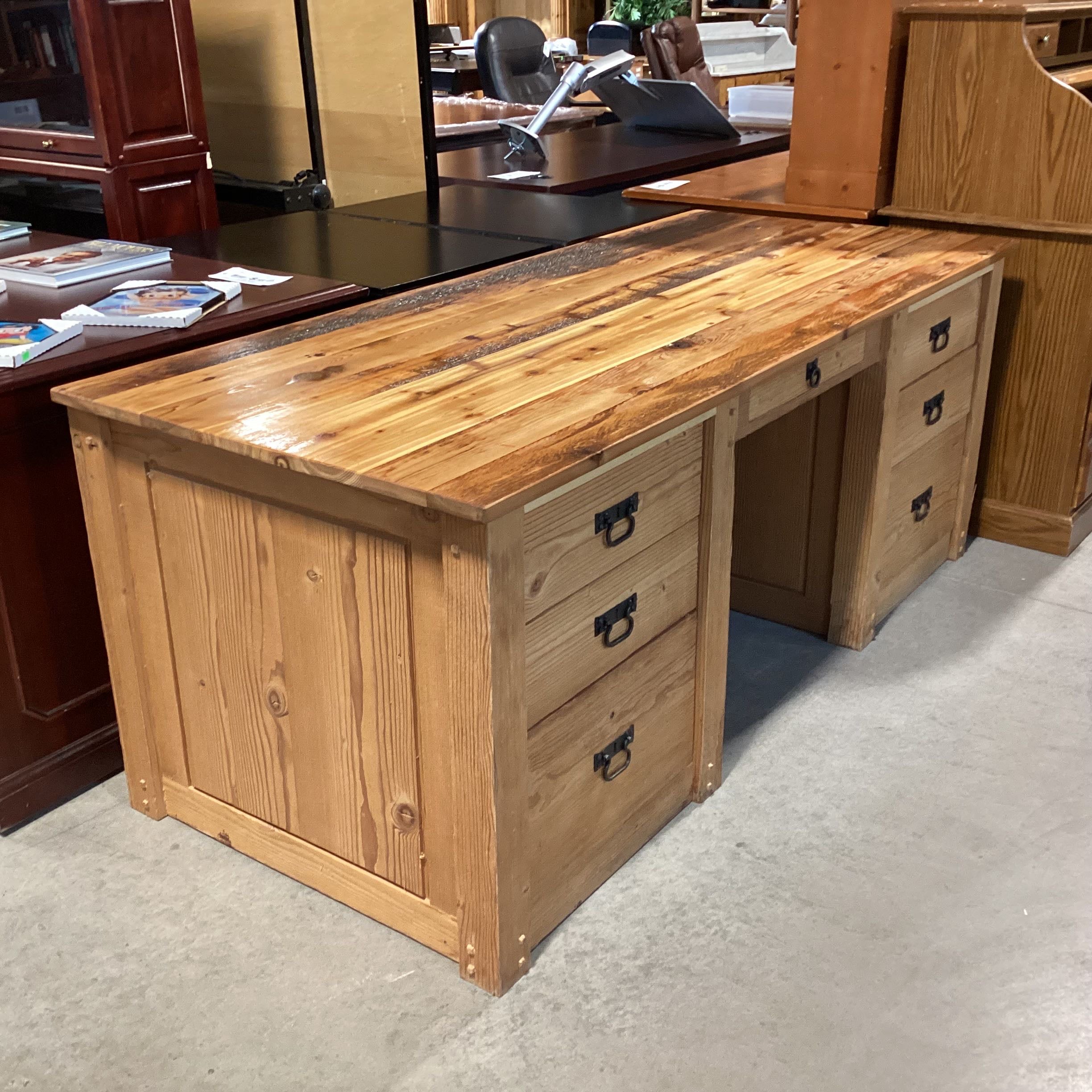 Rustic Plank Solid 7 Drawer Desk