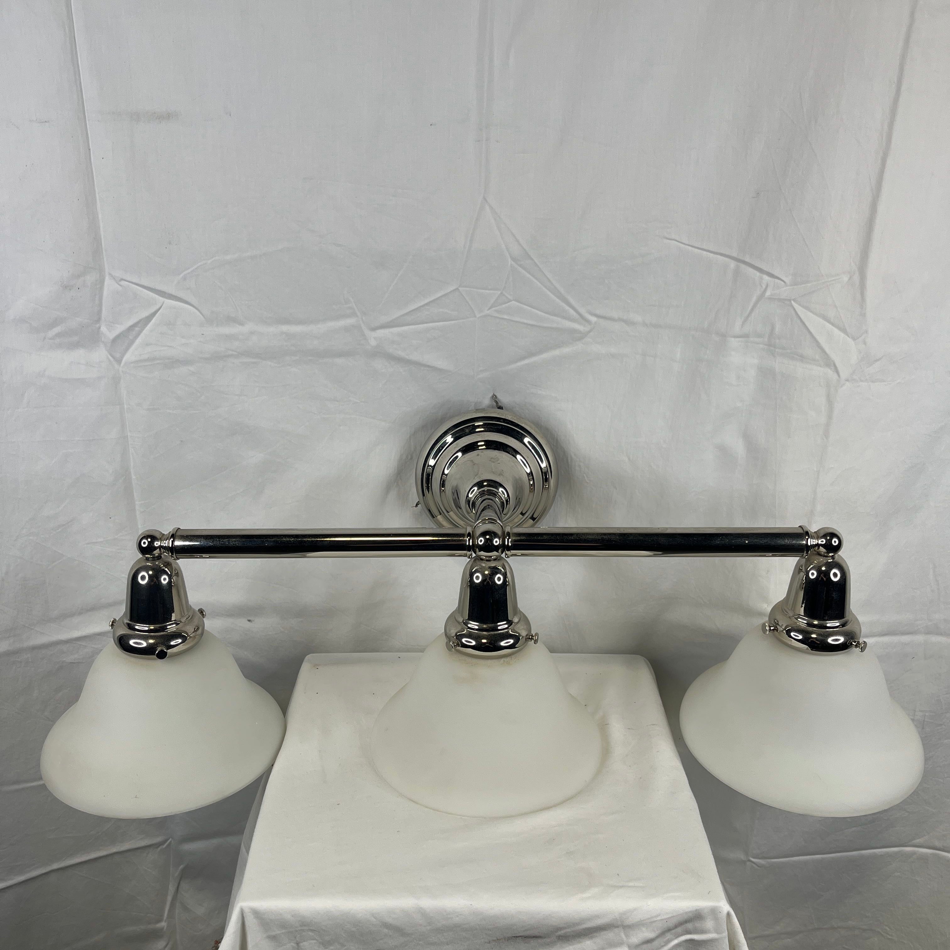 Silver Metal with Glass Shades 3 Light Vanity Wall Sconce