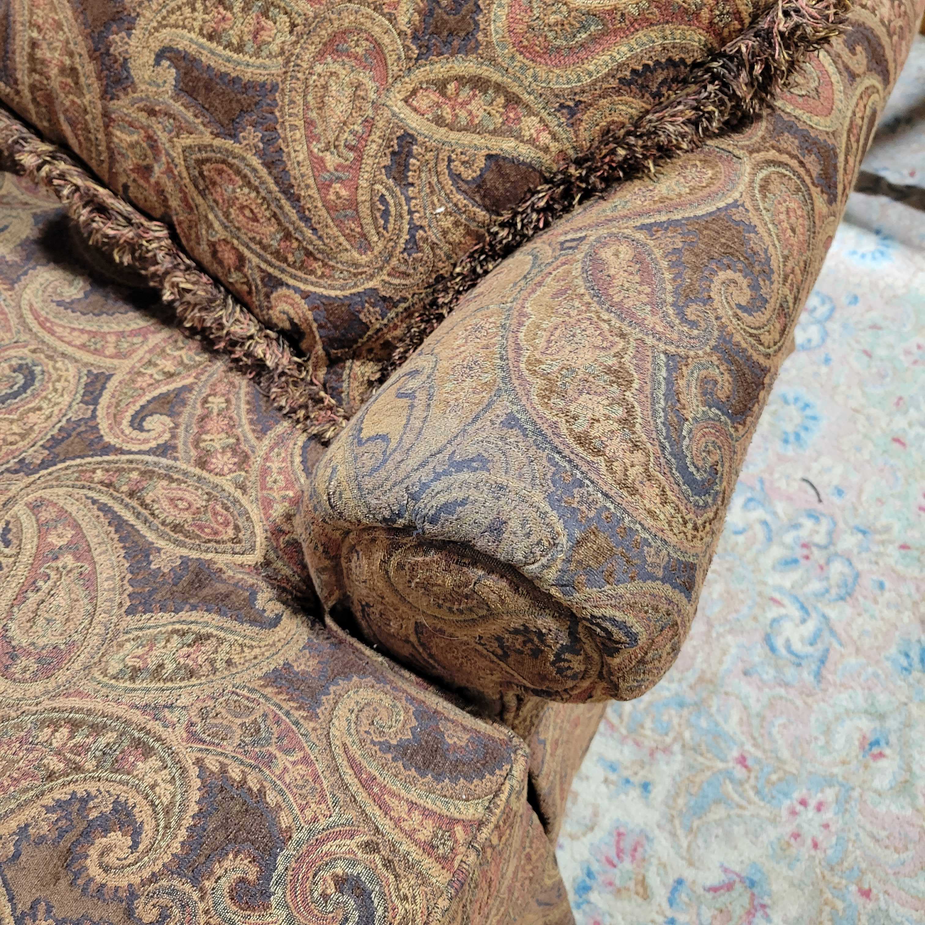Paul Robert Brown Rust Gold Paisley with Ottoman Chair
