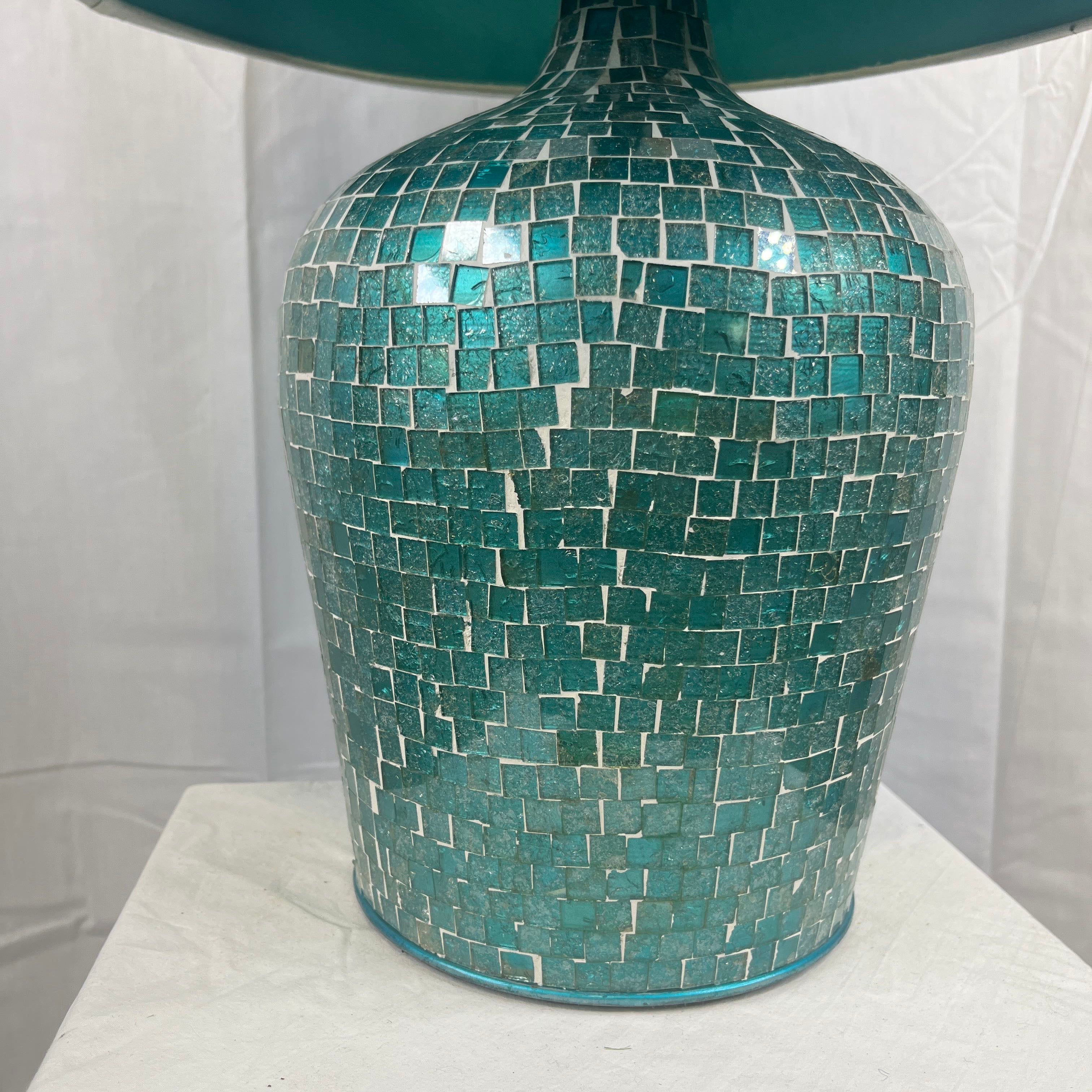 Aqua Blue Mosaic Table Lamp