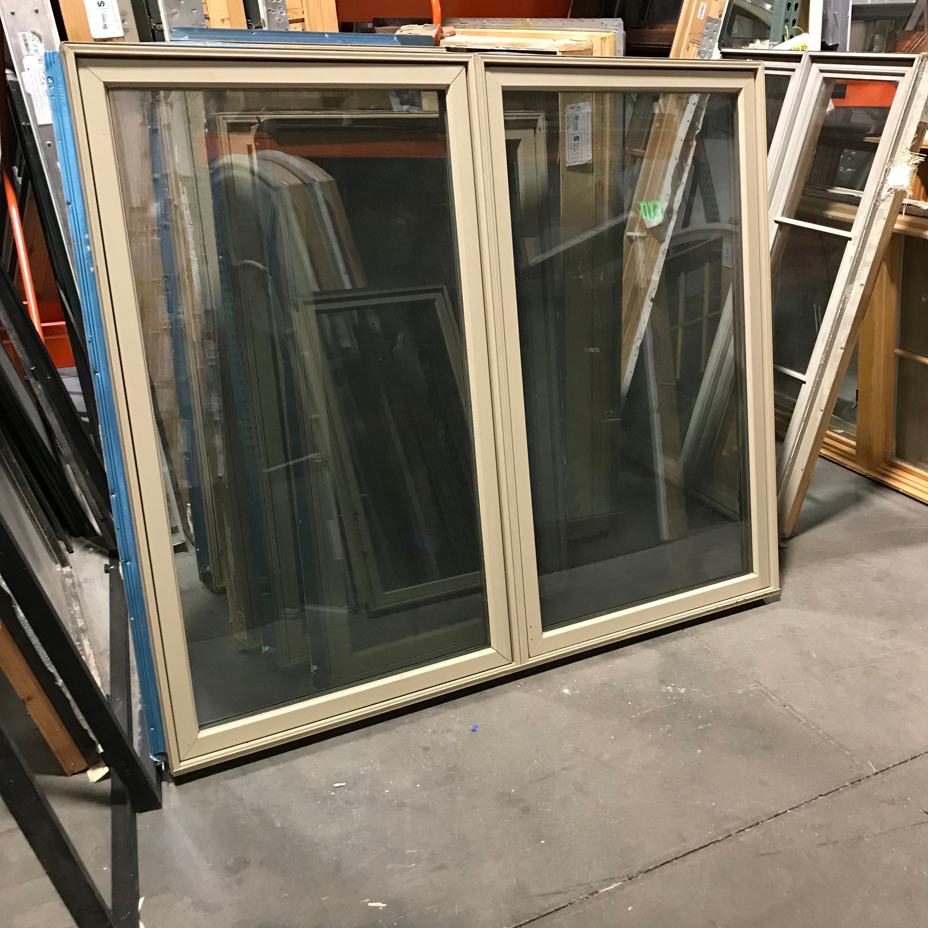 50"x 53"x 5" Tan Metal Clad Double Casement Exterior Window