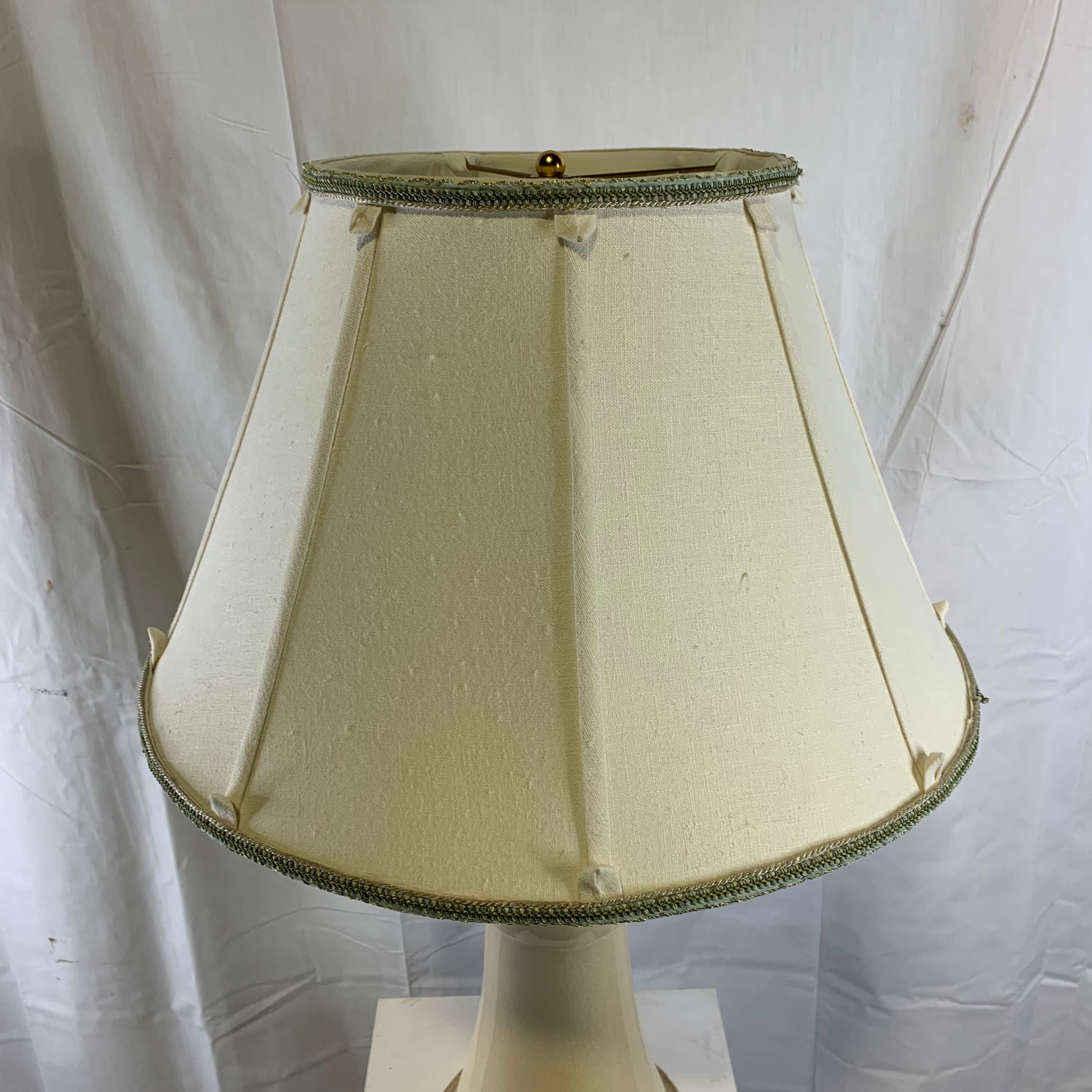 19.5" Diameter x 29.5" Baker Furniture Oatmeal Crackle Ceramic with Shade Table Lamp