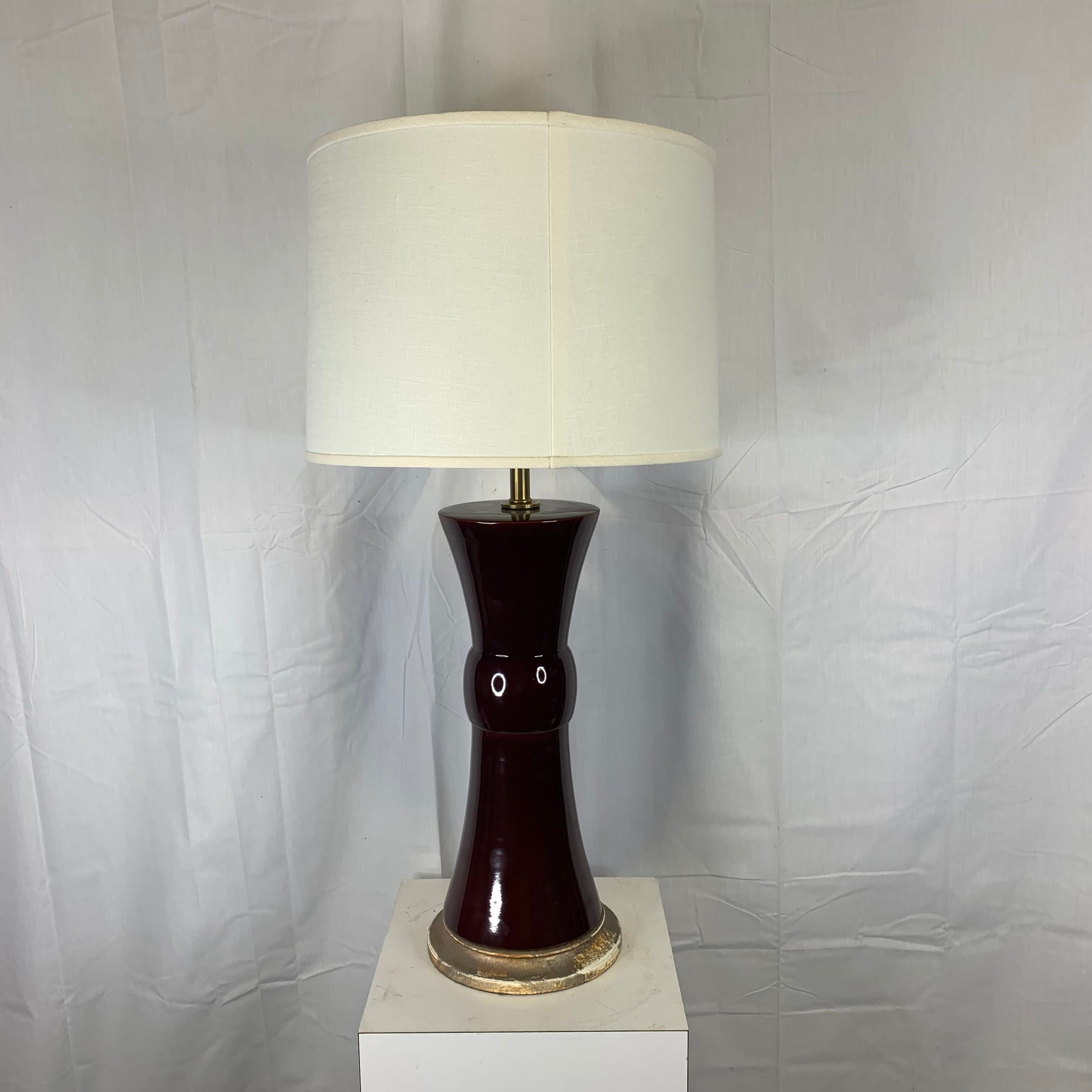 16" Diameter x 32" Red Ceramic Hourglass Style with Shade Table Lamp