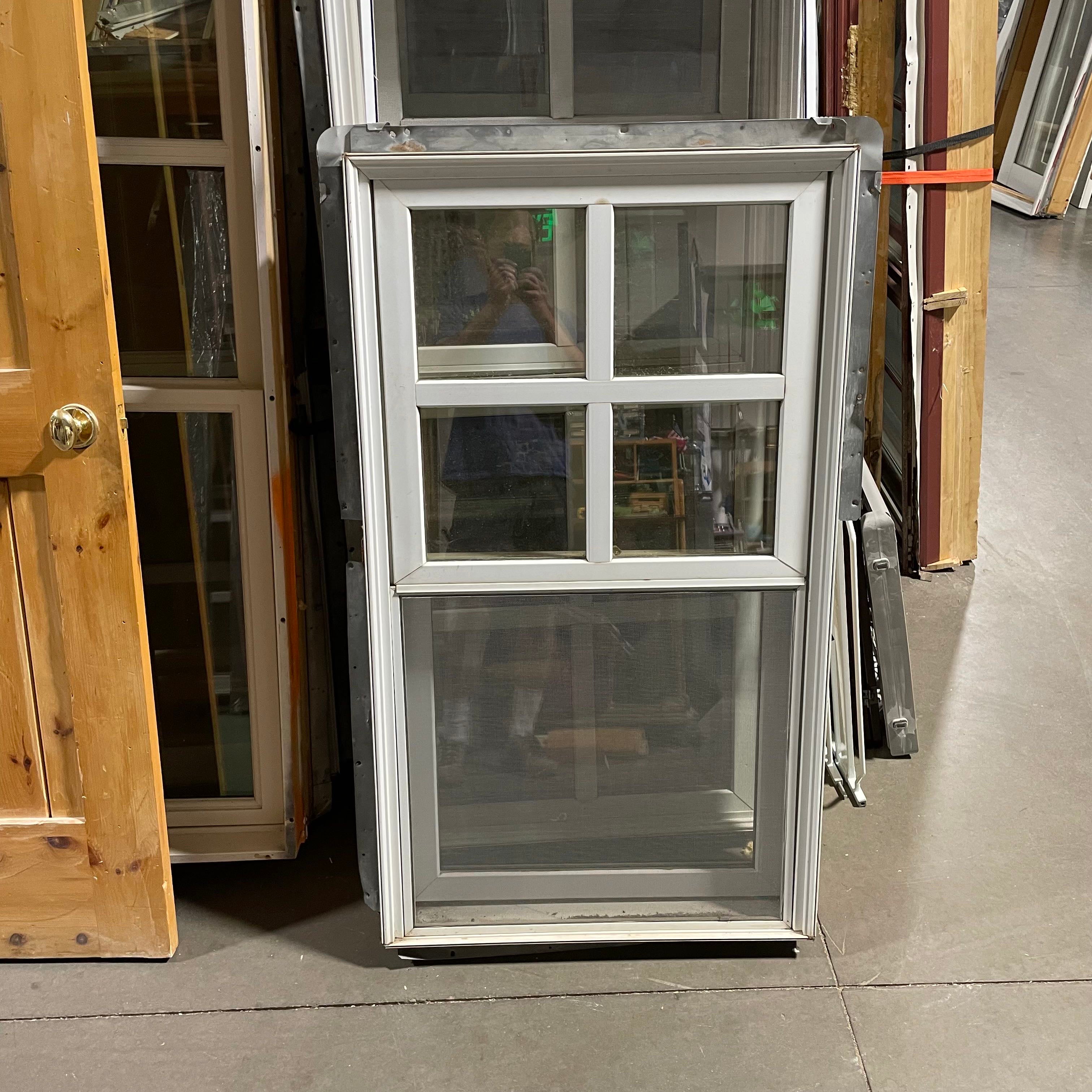 37"x 74"x 8" White Metal Clad Colonial Style Double Hung Exterior Window