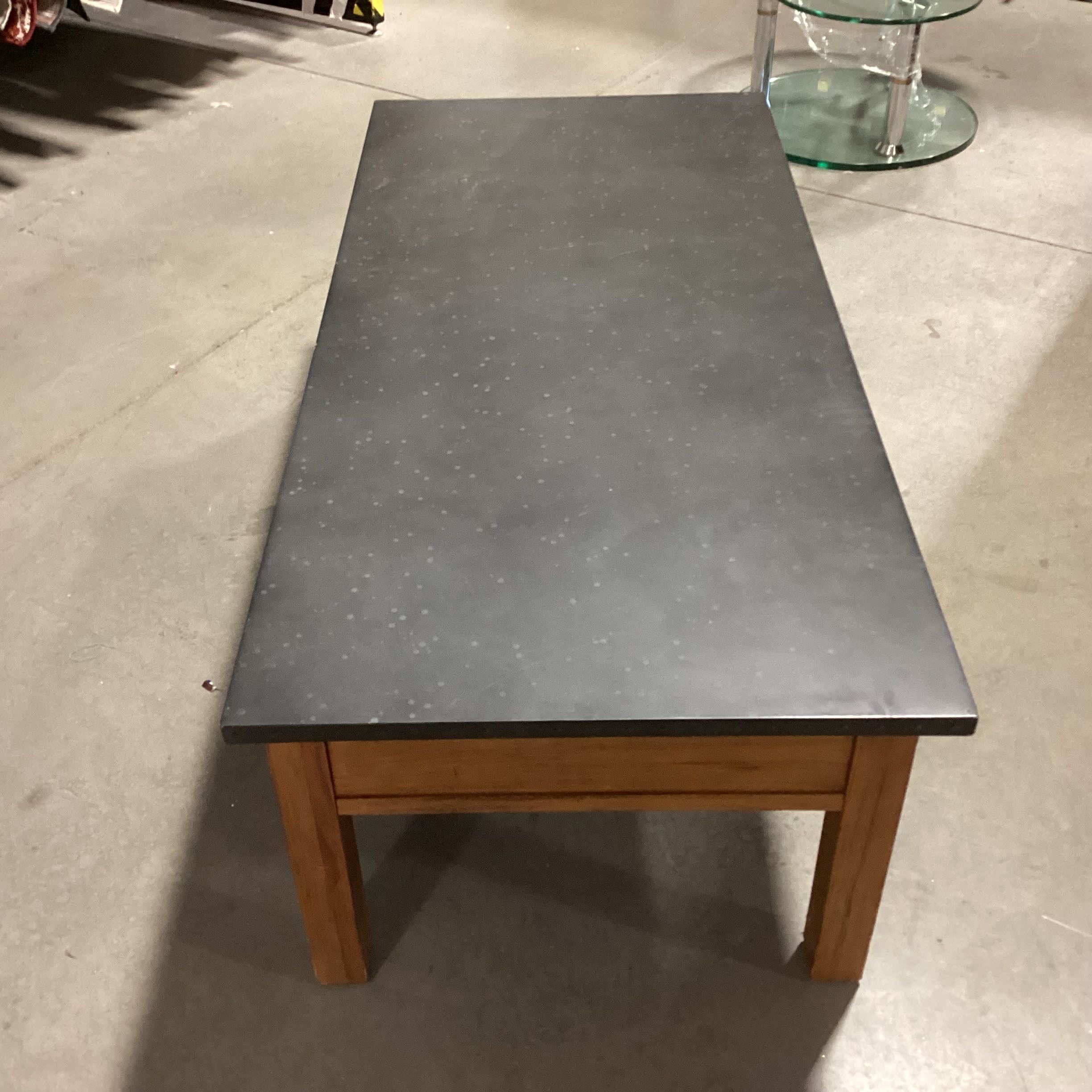 Industrial Rustic Wrapped Metal Nailhead Top Wood 1 Drawer Coffee Table