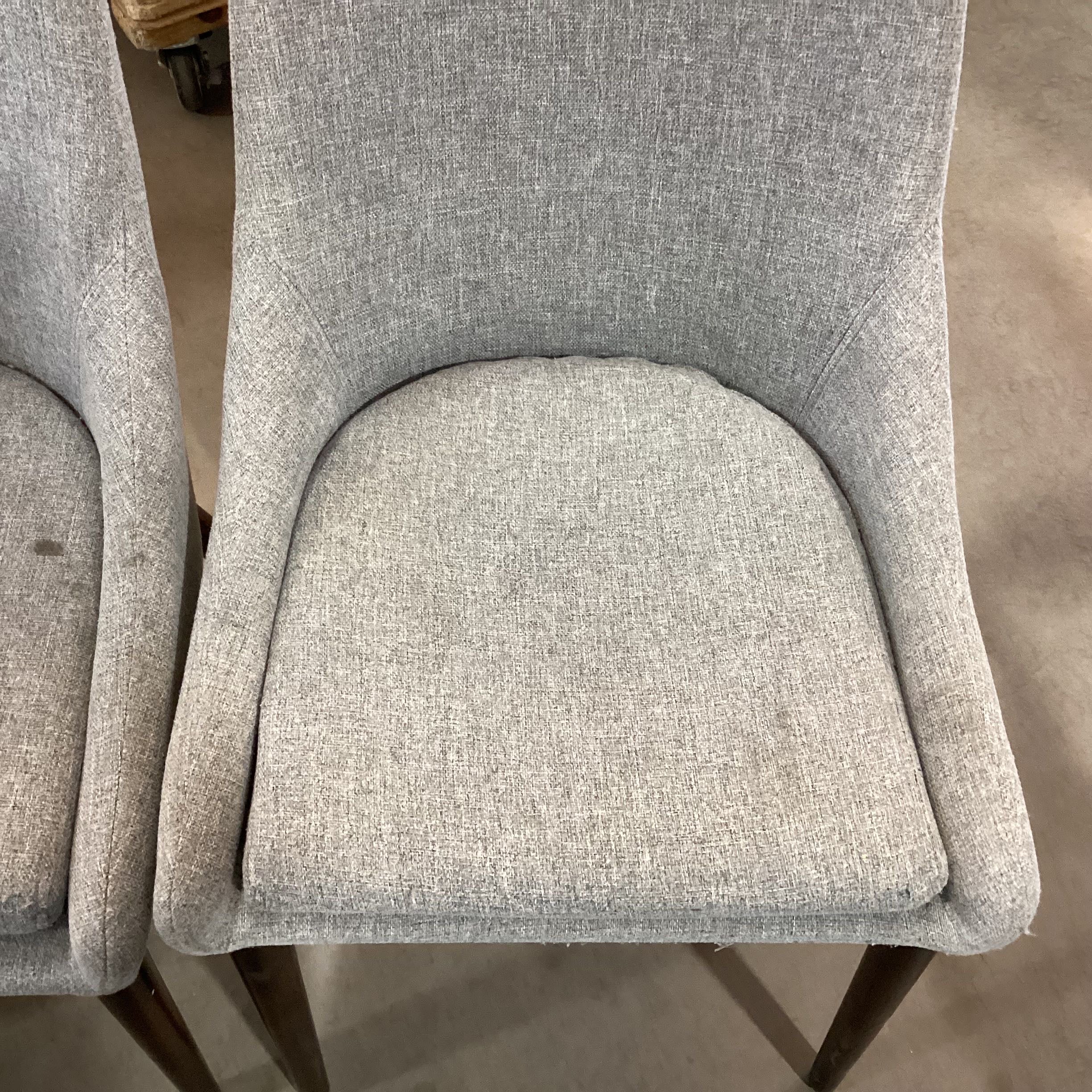SET of 4 Grey with Walnut Legs Mid Century Style Dining Chairs