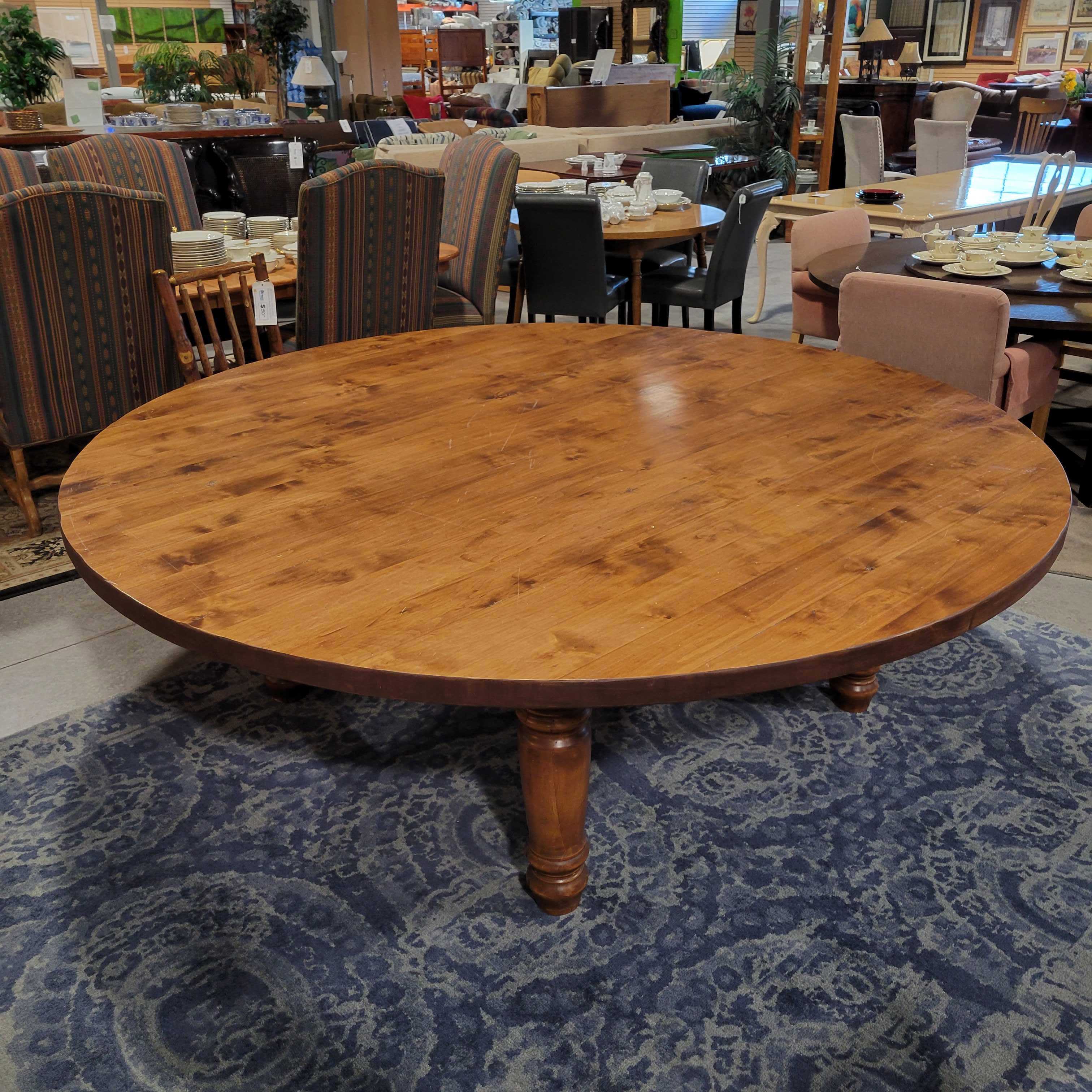 90" Diameter x 30" Round Wood Carved Legs Dining Table