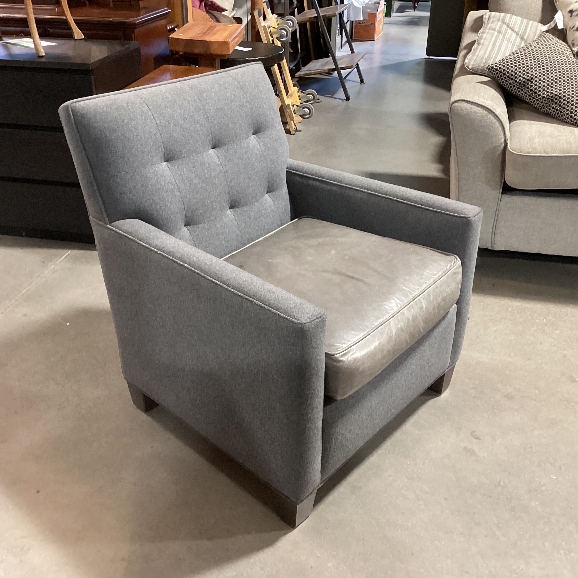 Nathan Anthony Grey Wool & Leather Chair