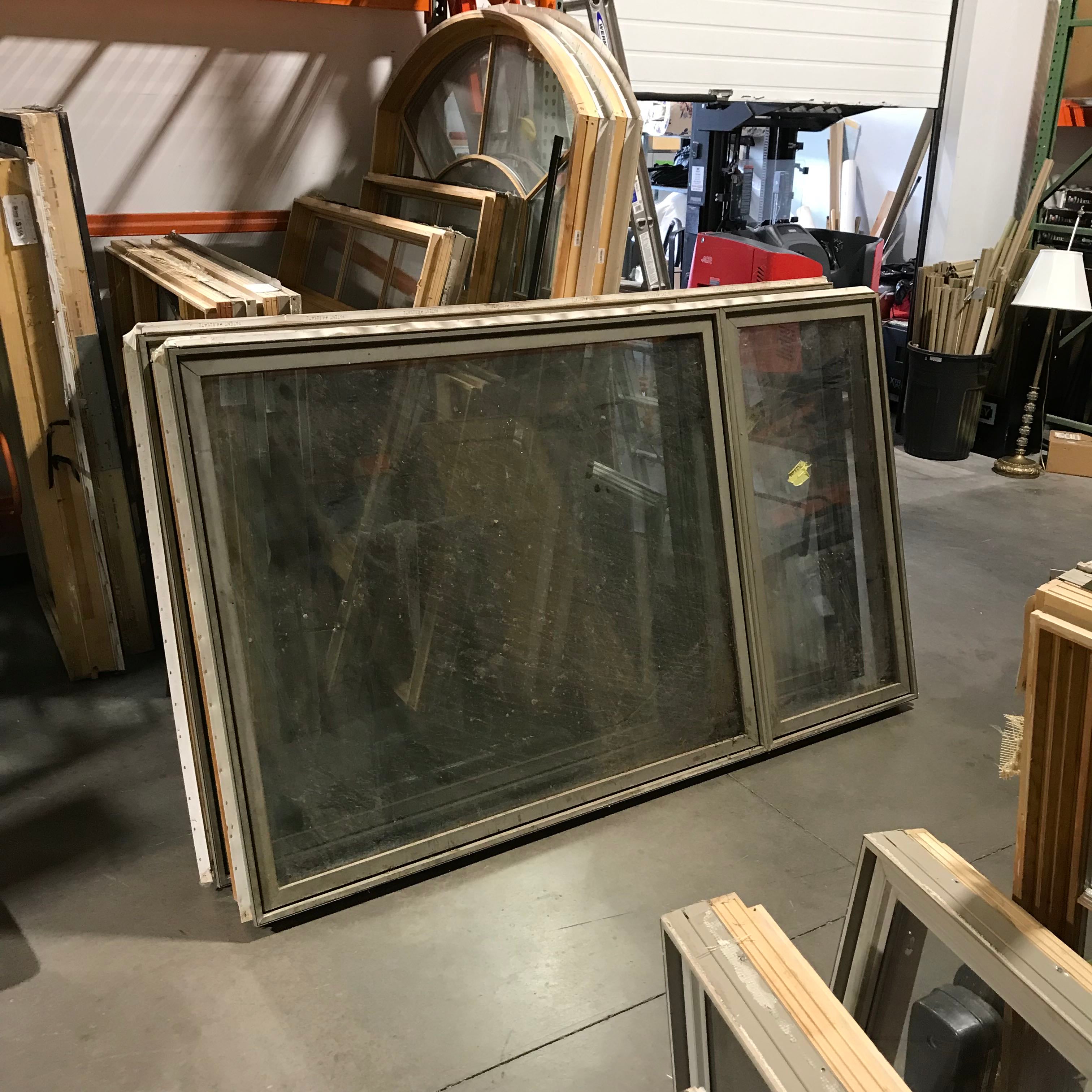 102"x 60"x 7.5" Olive Grey Metal Clad Fir Interior One Large Fixed One Casement Exterior Window
