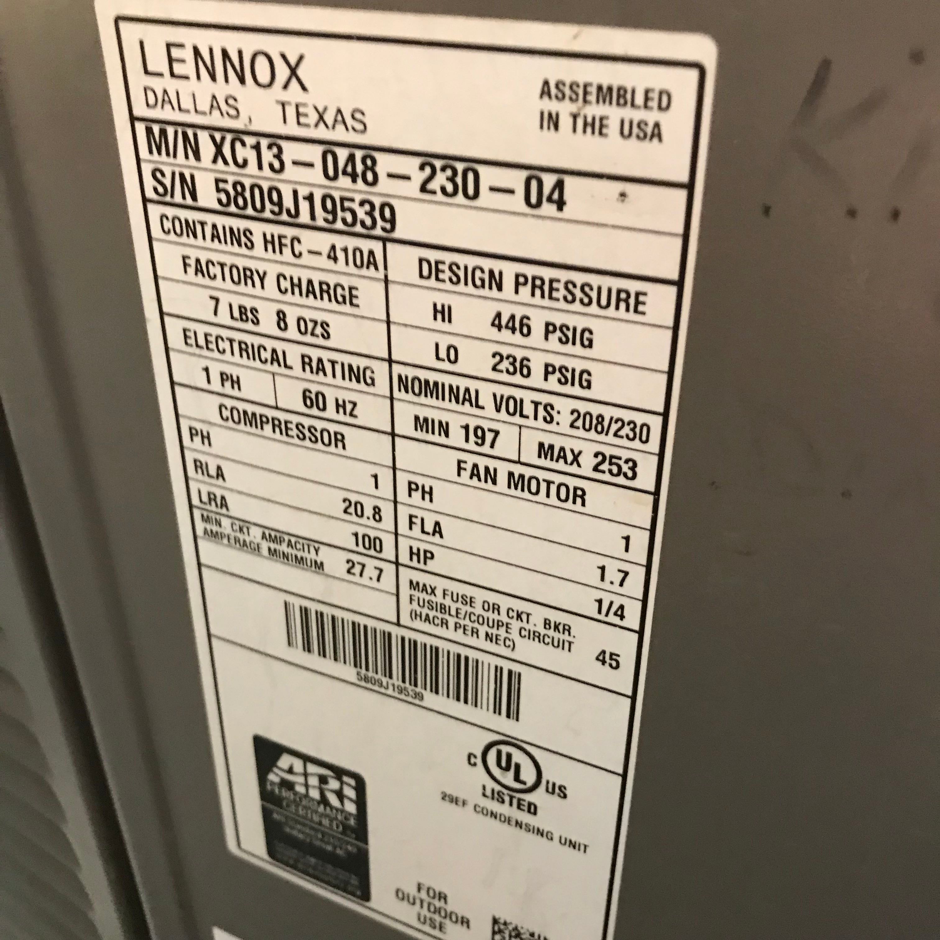 Lennox Condensing Unit 4 TON Elite Series Air Conditioning