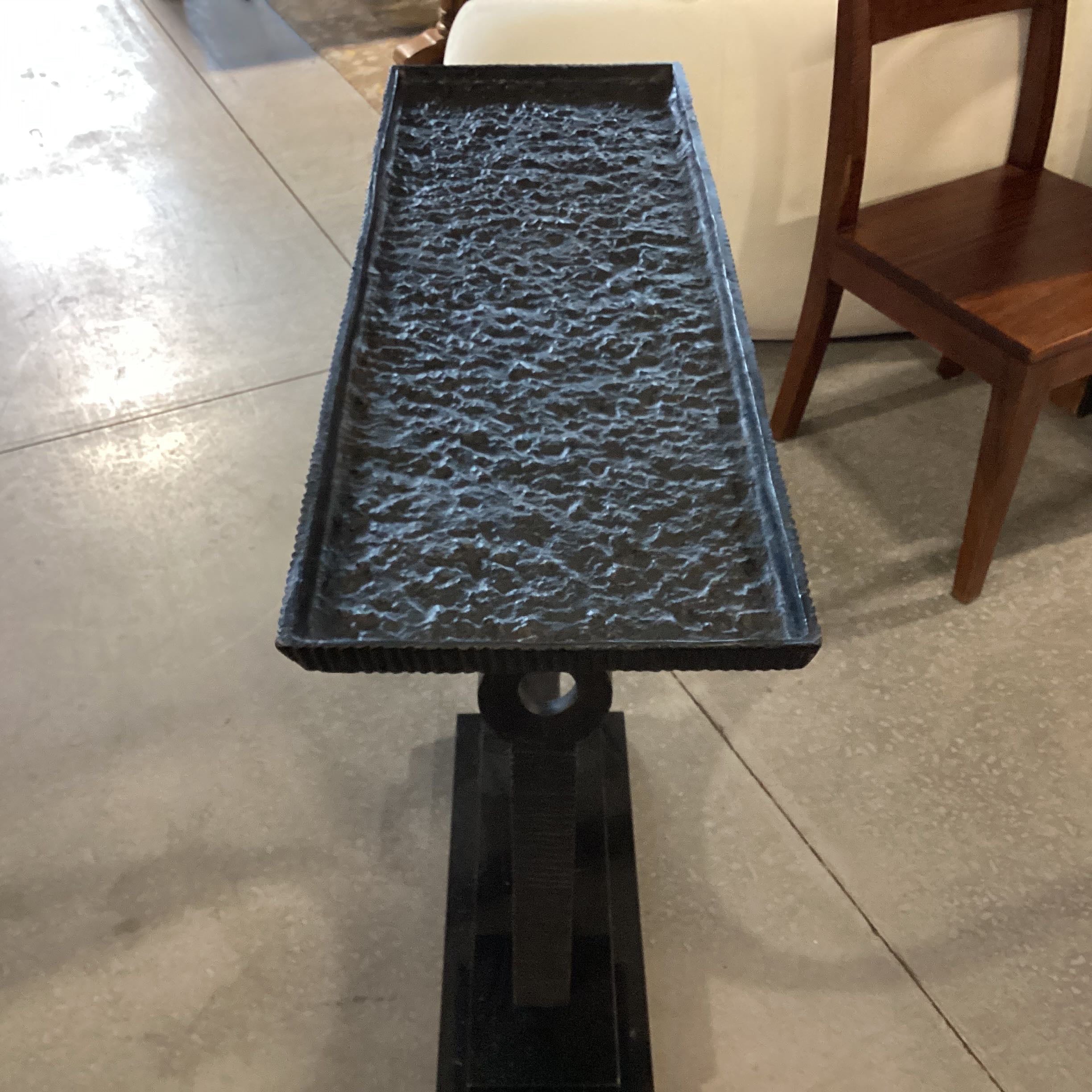 Wrought Iron Black Marble Base U Shaped Accent Table