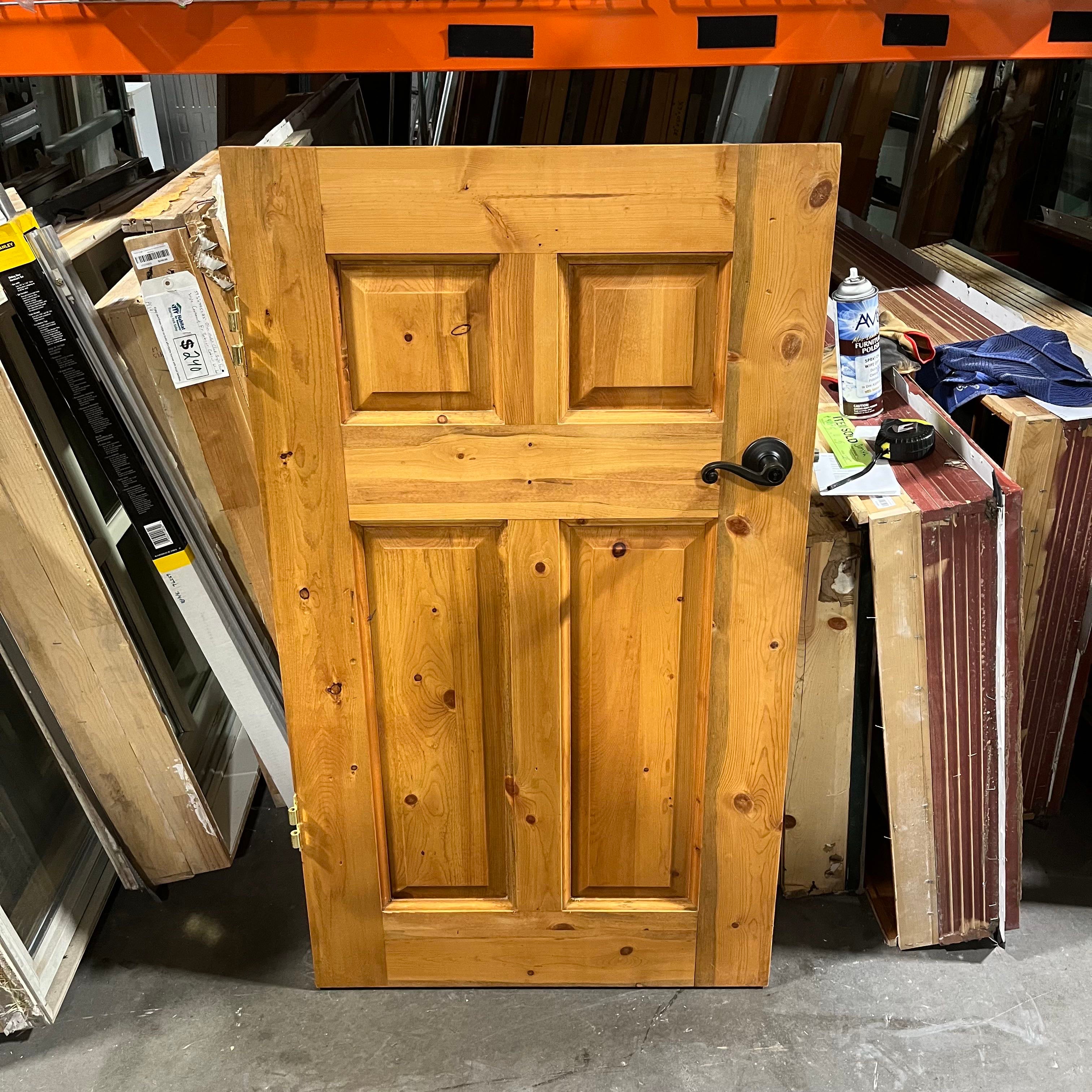 29.5"x 51.5"x 1.75" 4 Panel Honey Finish Knotty Pine Interior Access/Crawlspace Door